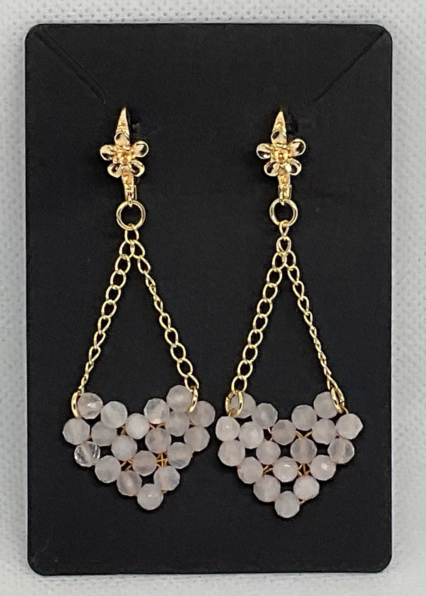 Rose quartz chained hearts