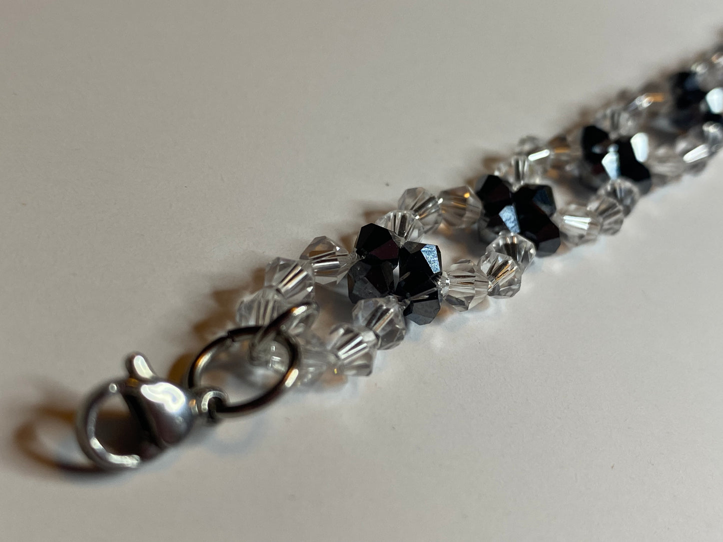 Sparkling Clear Crystal and Black Crystal Bracelet