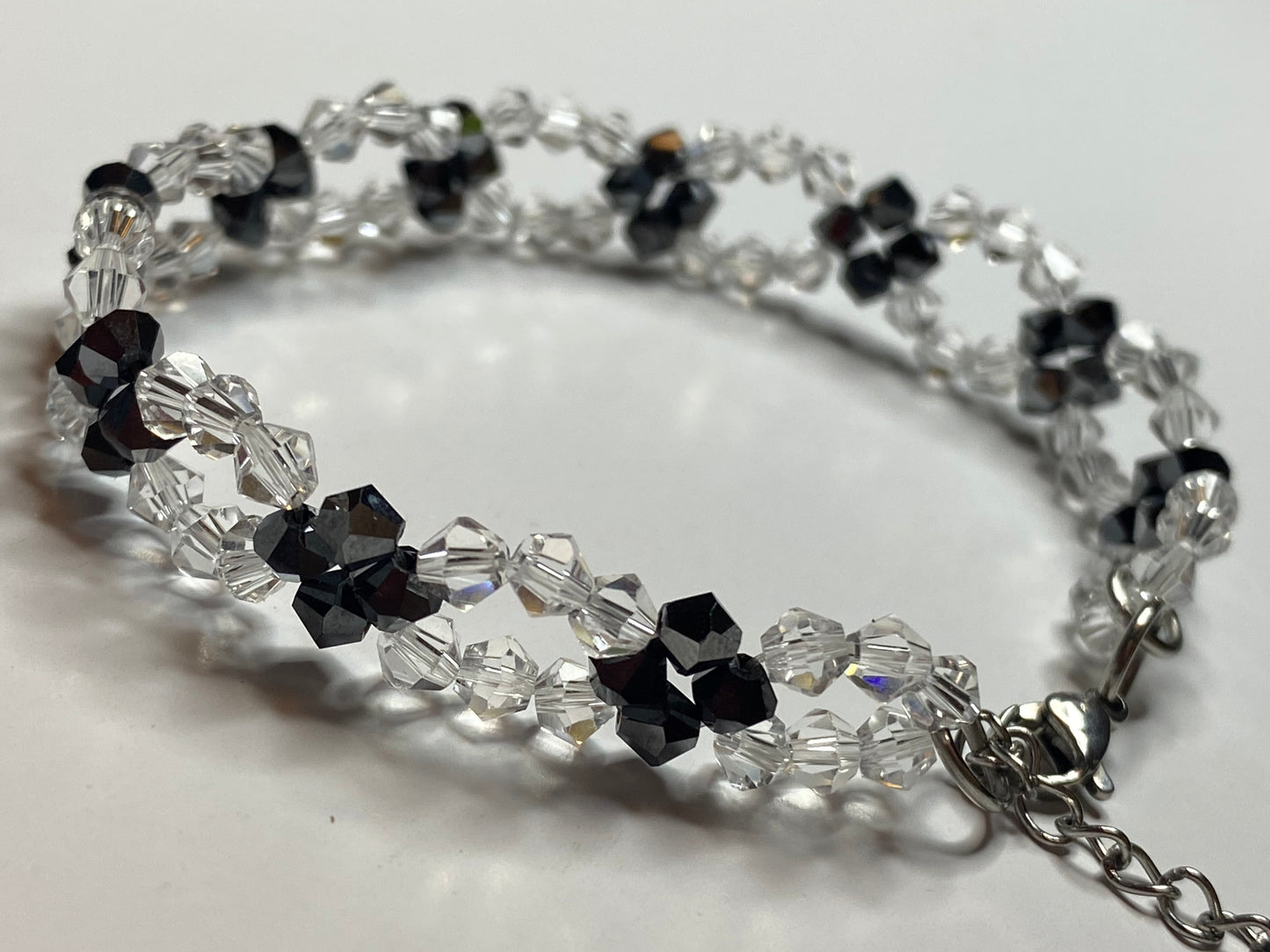 Sparkling Clear Crystal and Black Crystal Bracelet