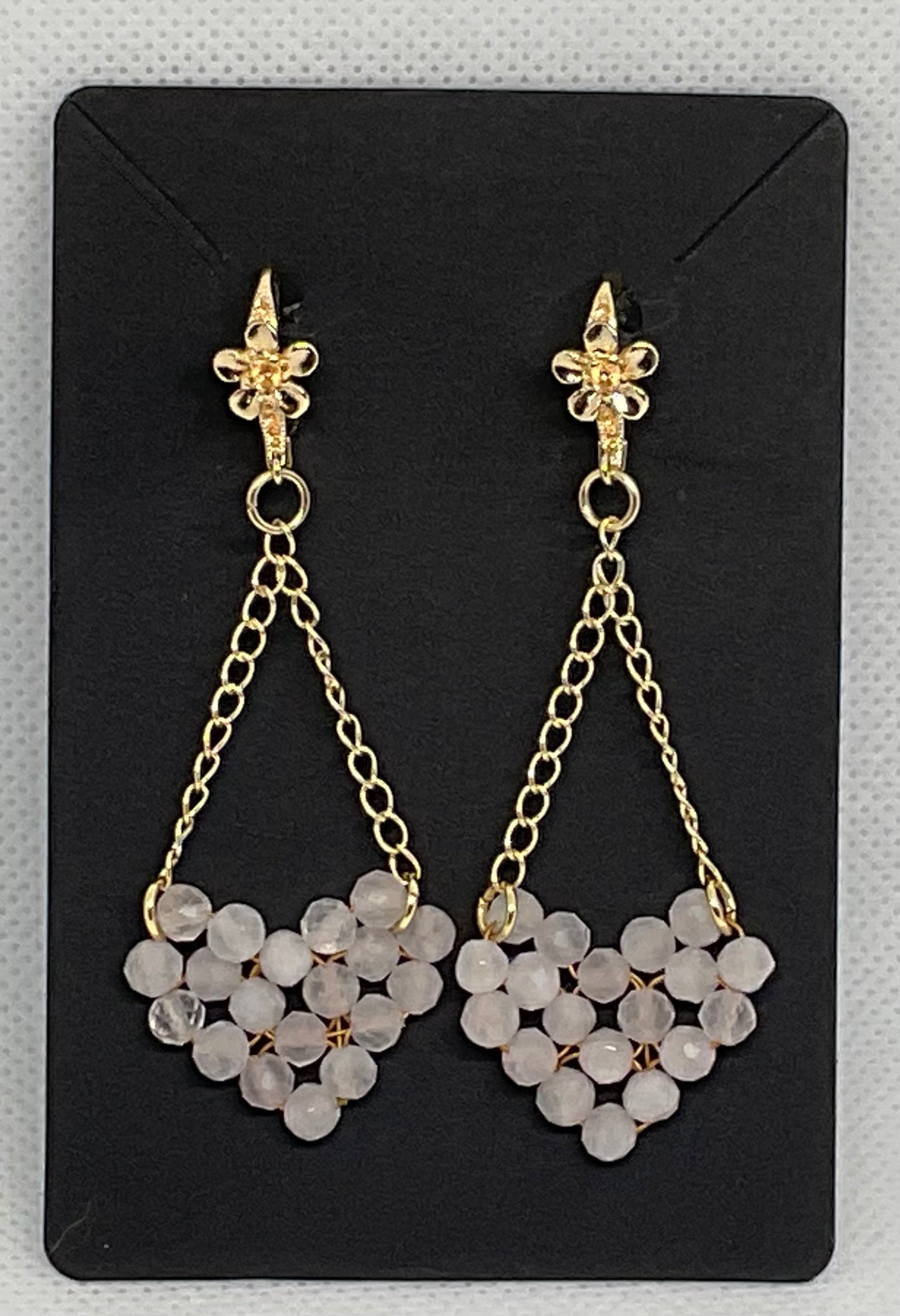 Rose quartz chained hearts