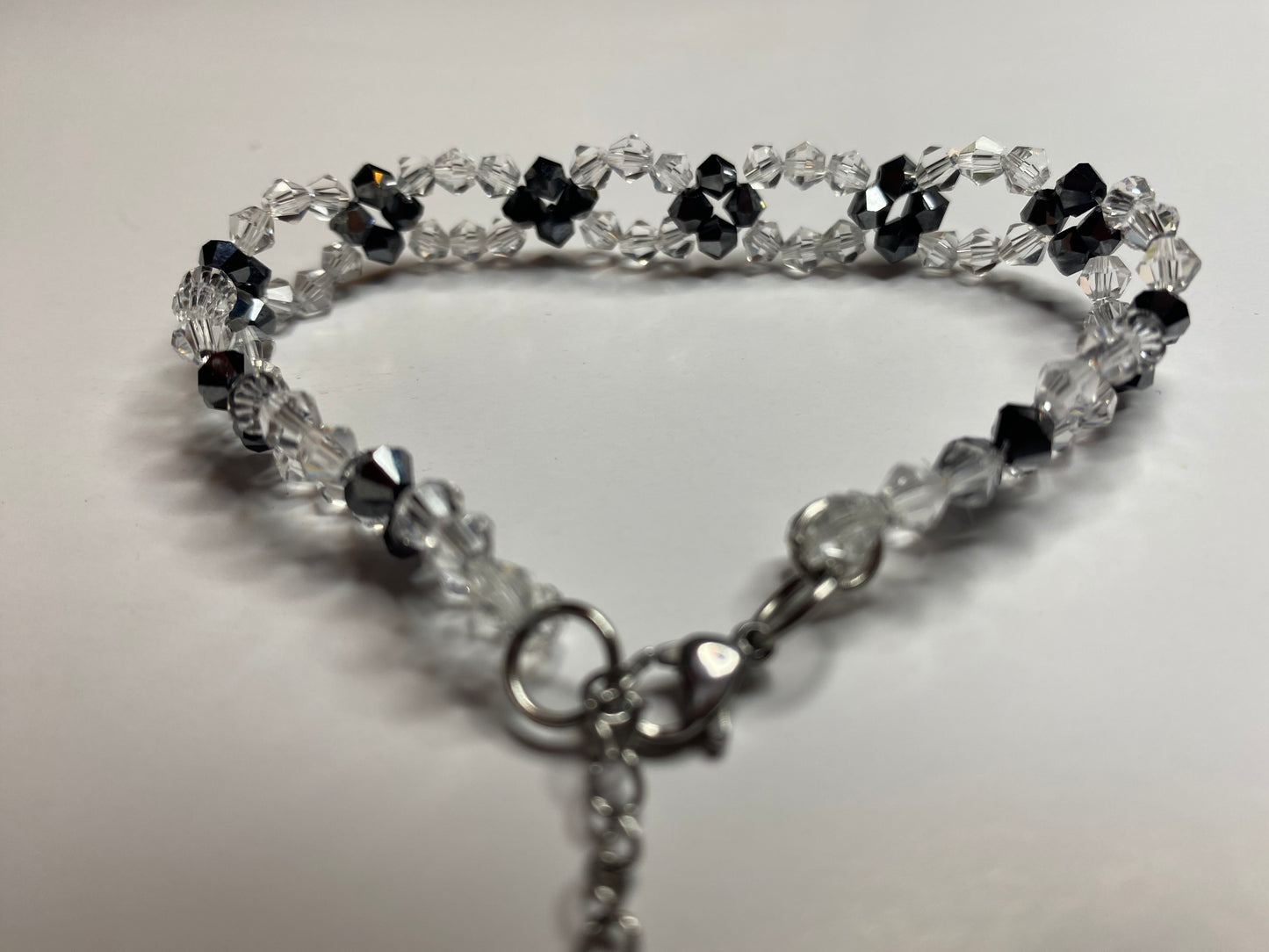 Sparkling Clear Crystal and Black Crystal Bracelet