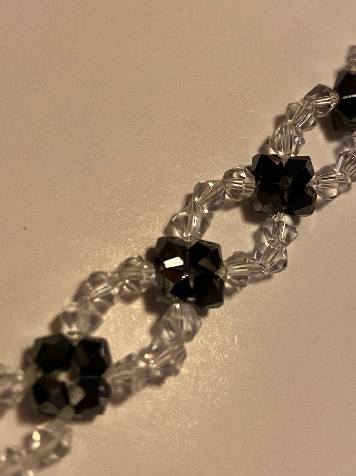 Sparkling Clear Crystal and Black Crystal Bracelet