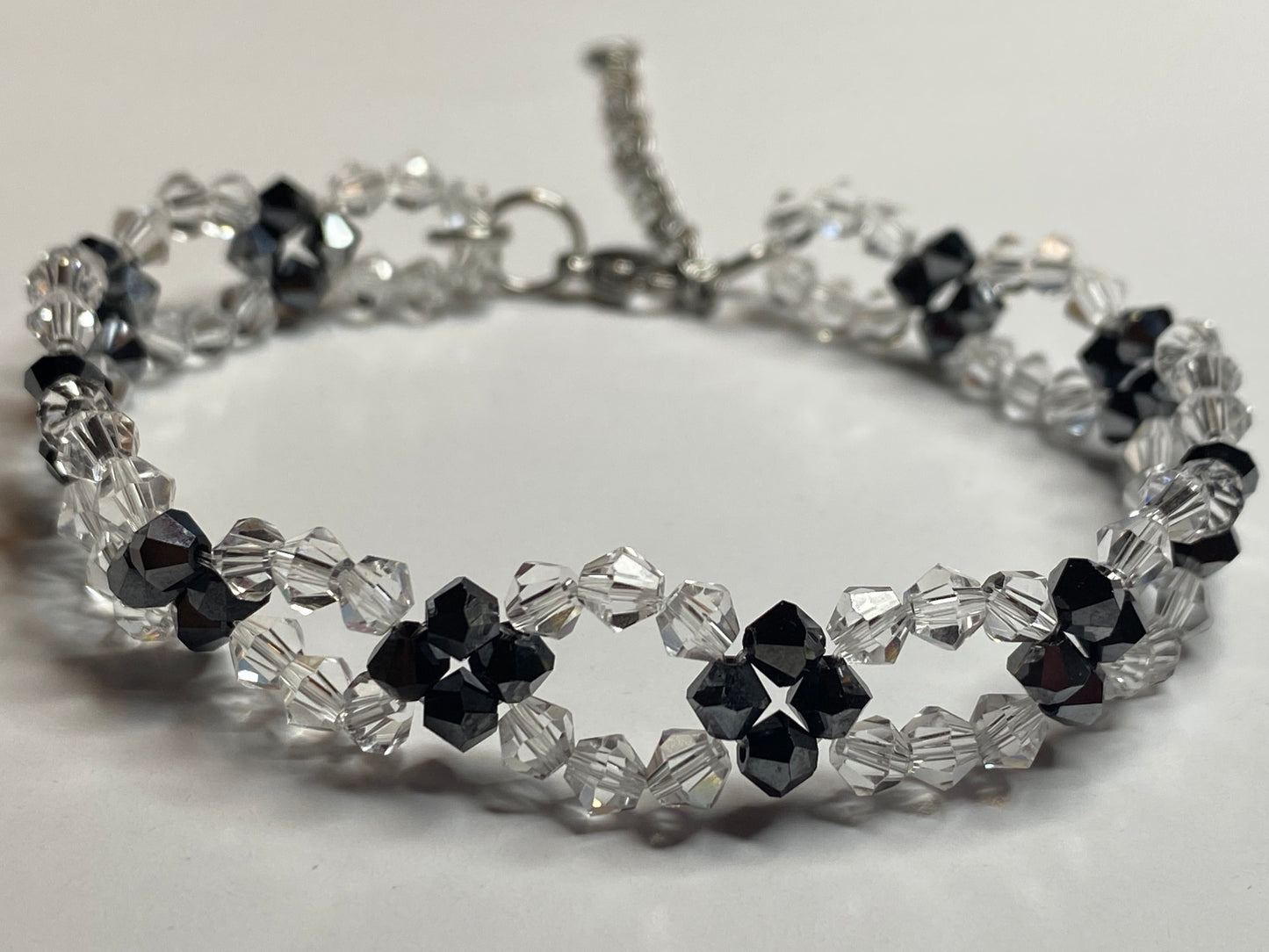 Sparkling Clear Crystal and Black Crystal Bracelet