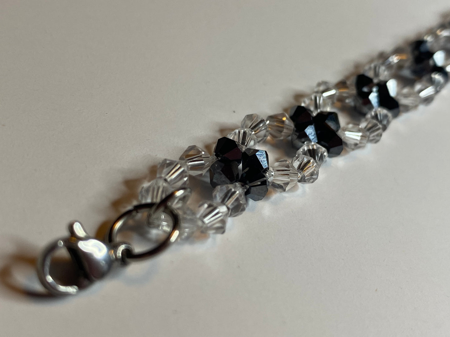 Sparkling Clear Crystal and Black Crystal Bracelet