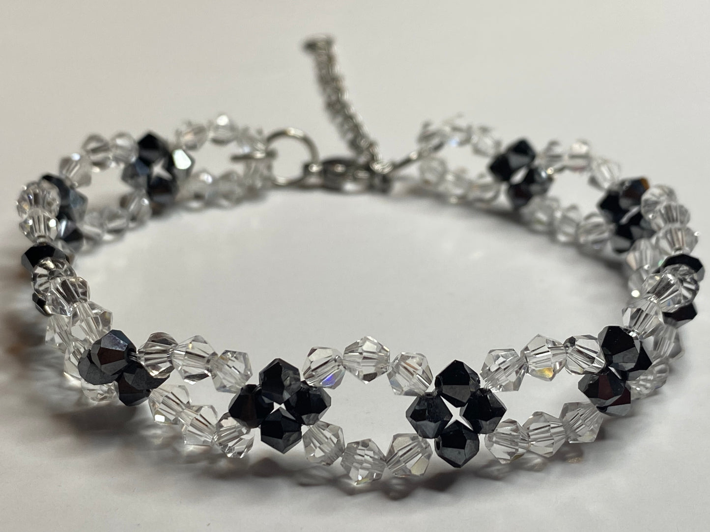 Sparkling Clear Crystal and Black Crystal Bracelet