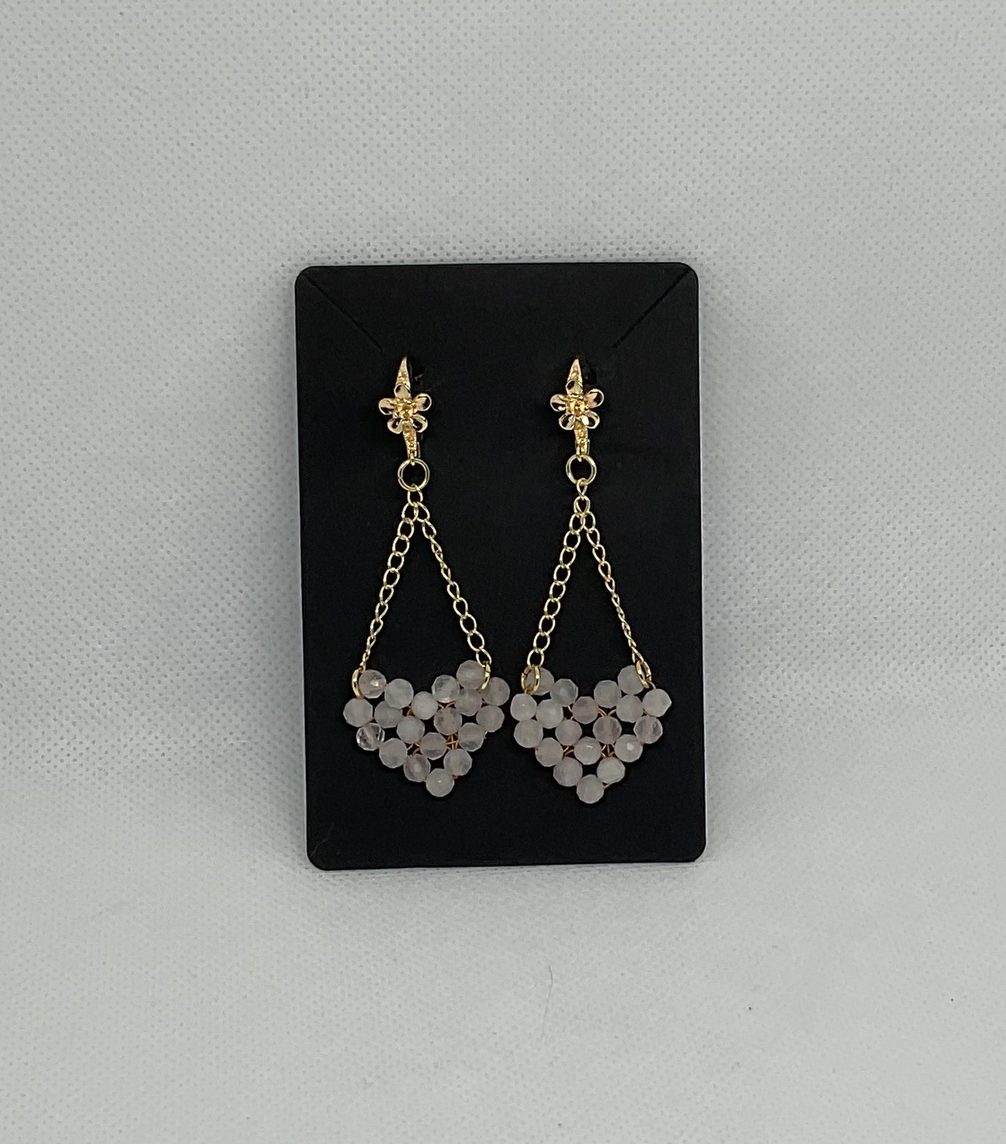 Rose quartz chained hearts