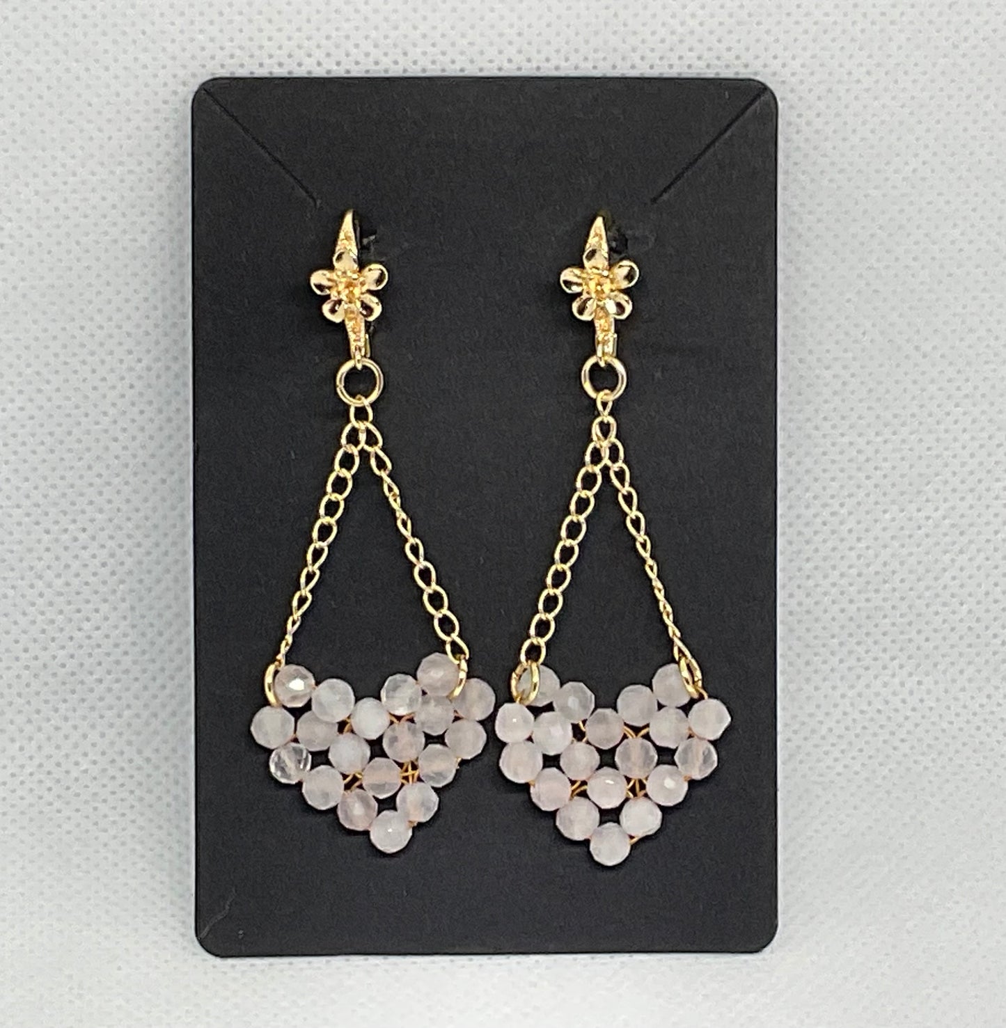 Rose quartz chained hearts