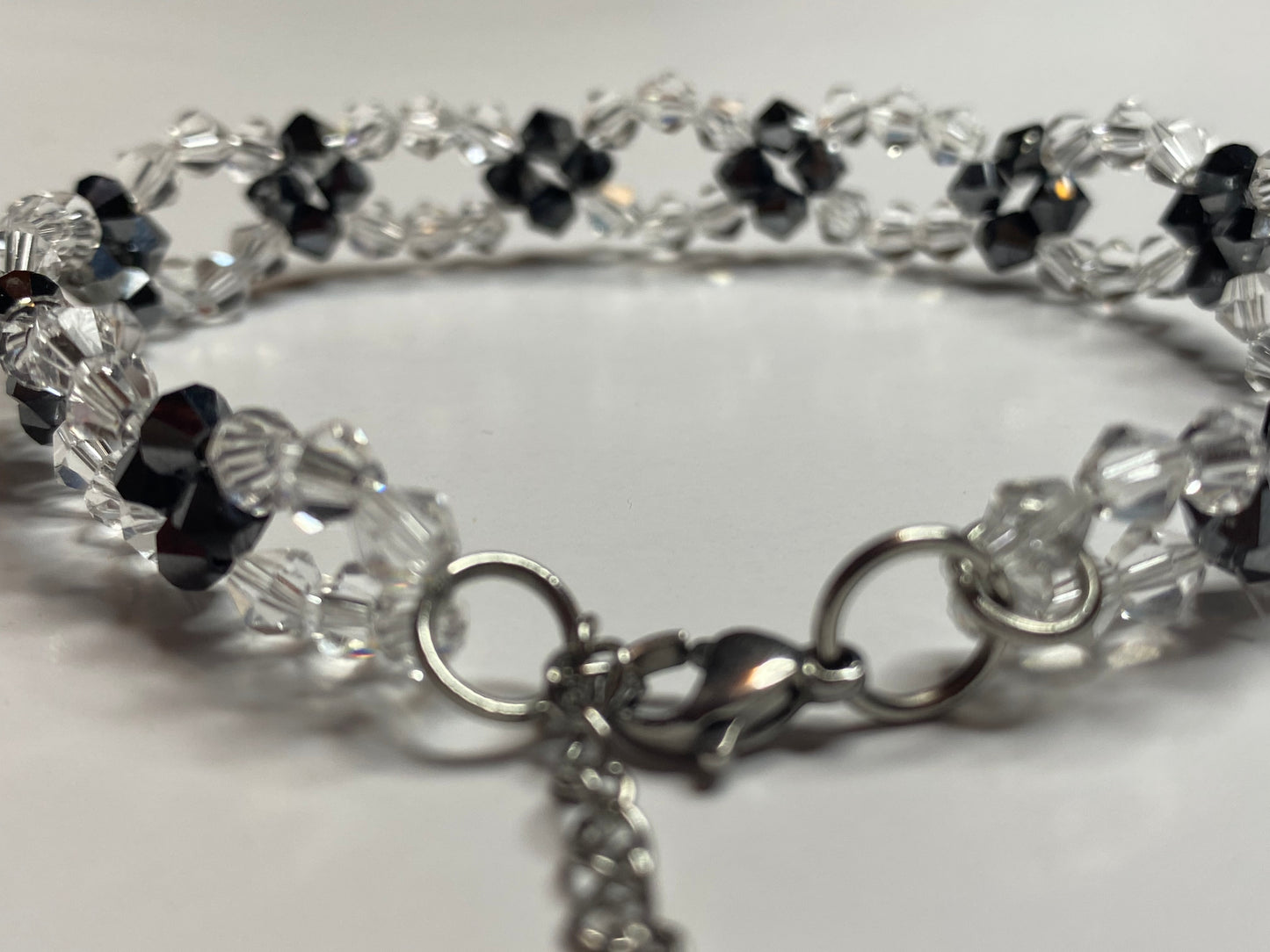 Sparkling Clear Crystal and Black Crystal Bracelet