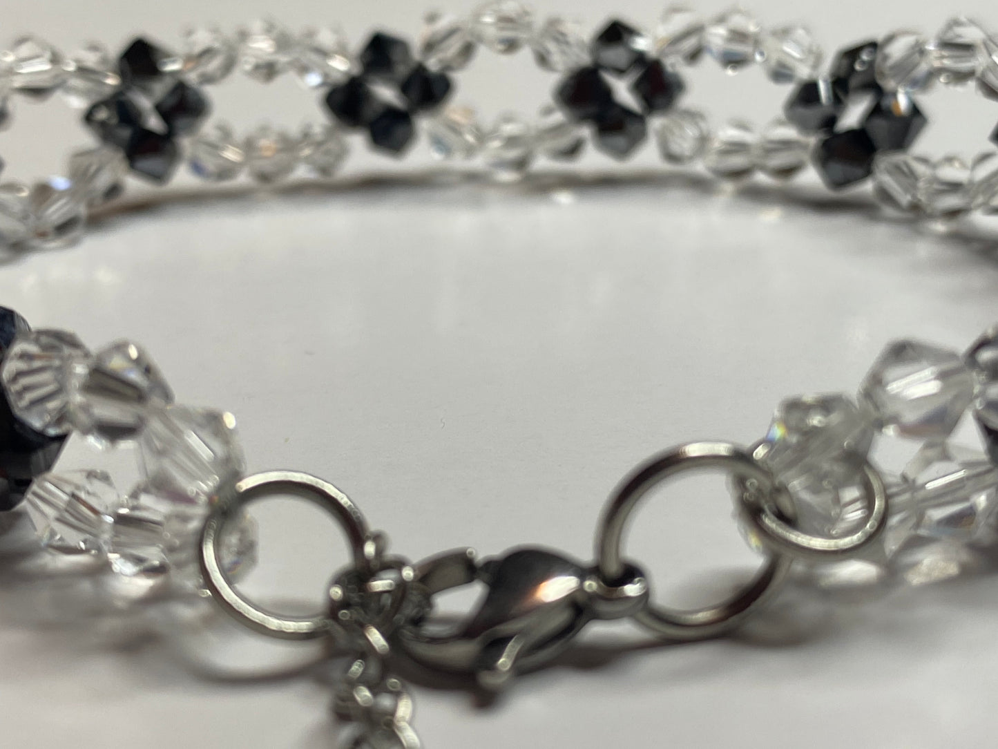 Sparkling Clear Crystal and Black Crystal Bracelet