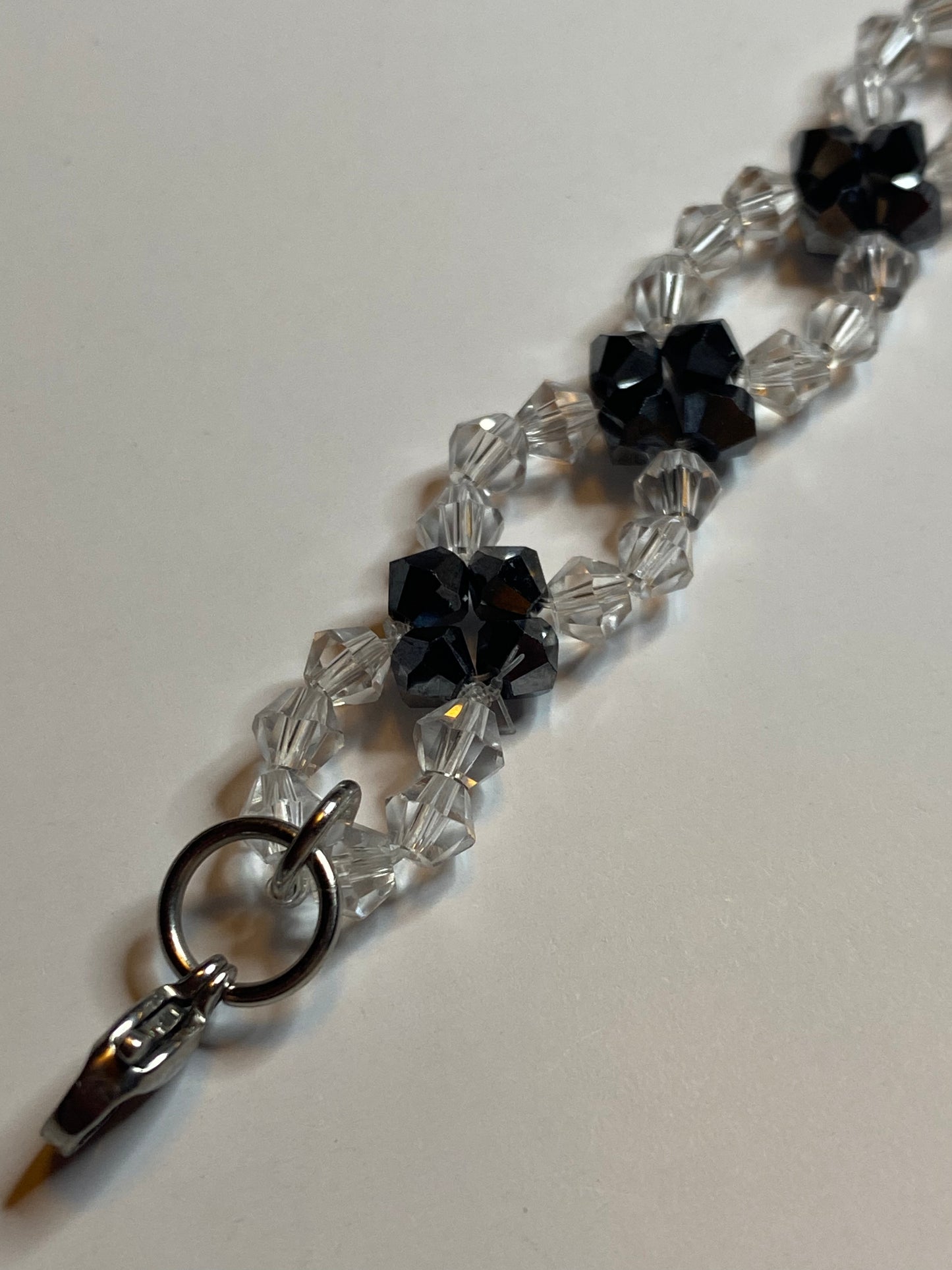 Sparkling Clear Crystal and Black Crystal Bracelet