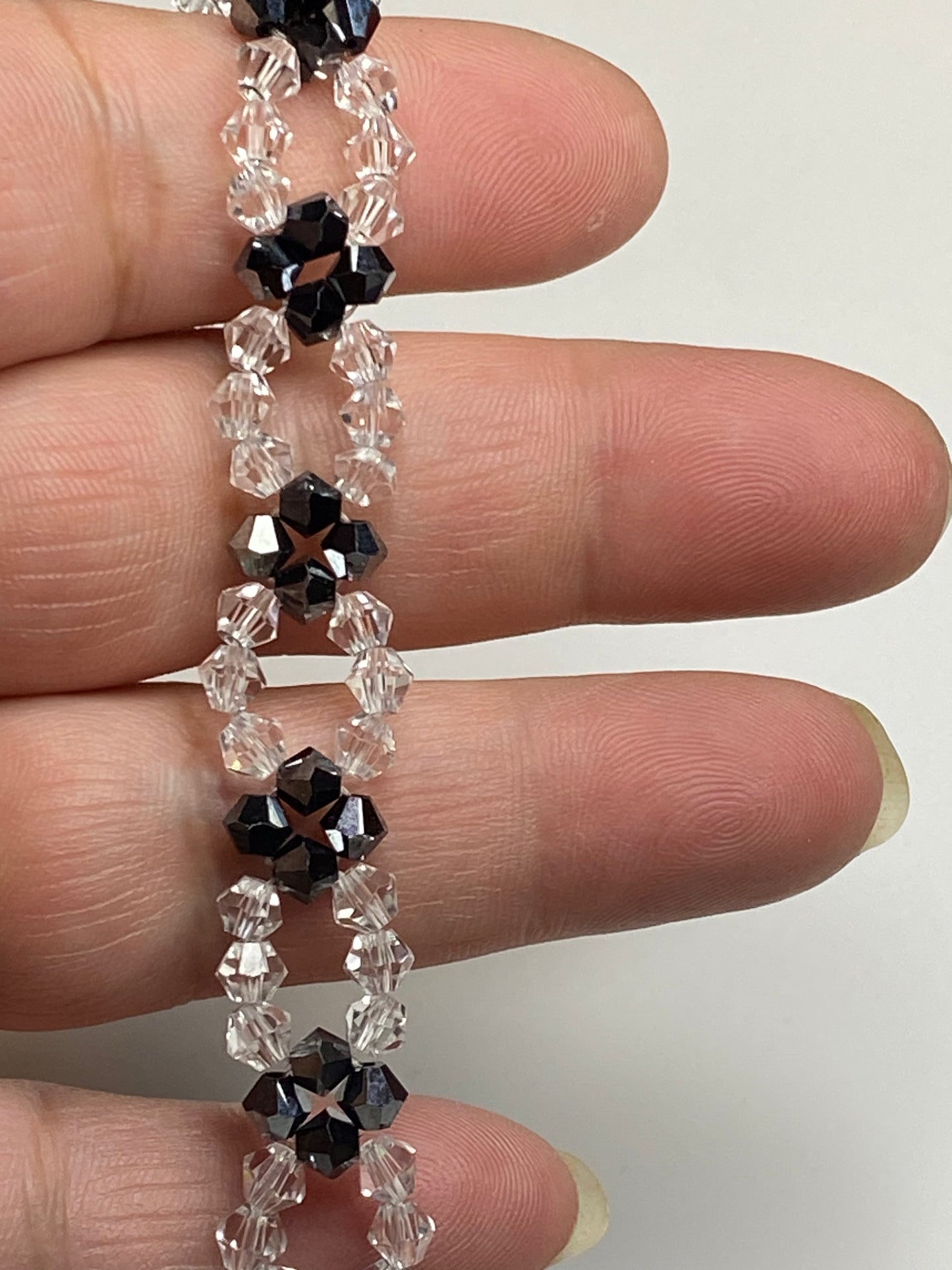 Sparkling Clear Crystal and Black Crystal Bracelet