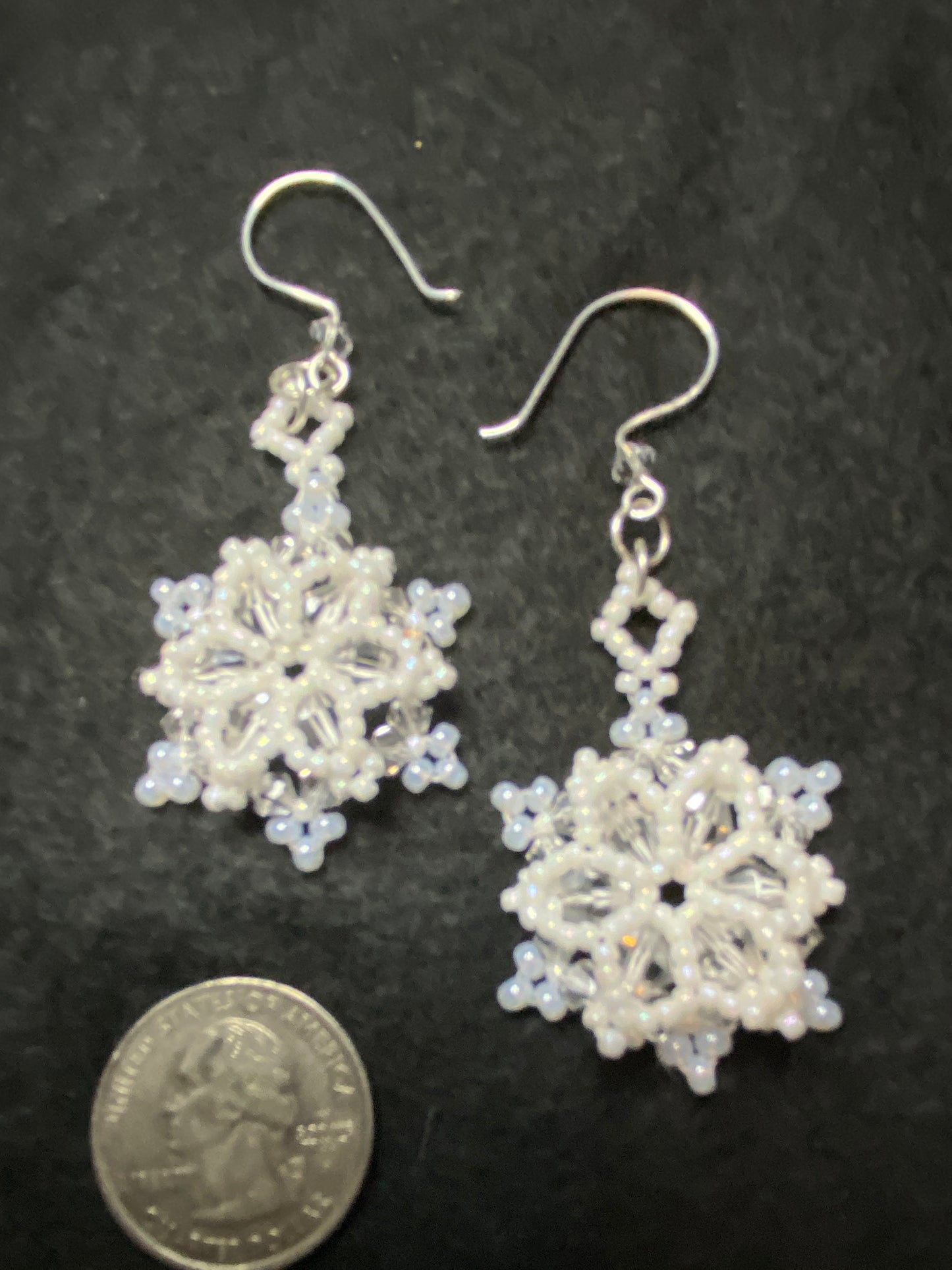 Artisan Hand beaded SnowFlake Earrings