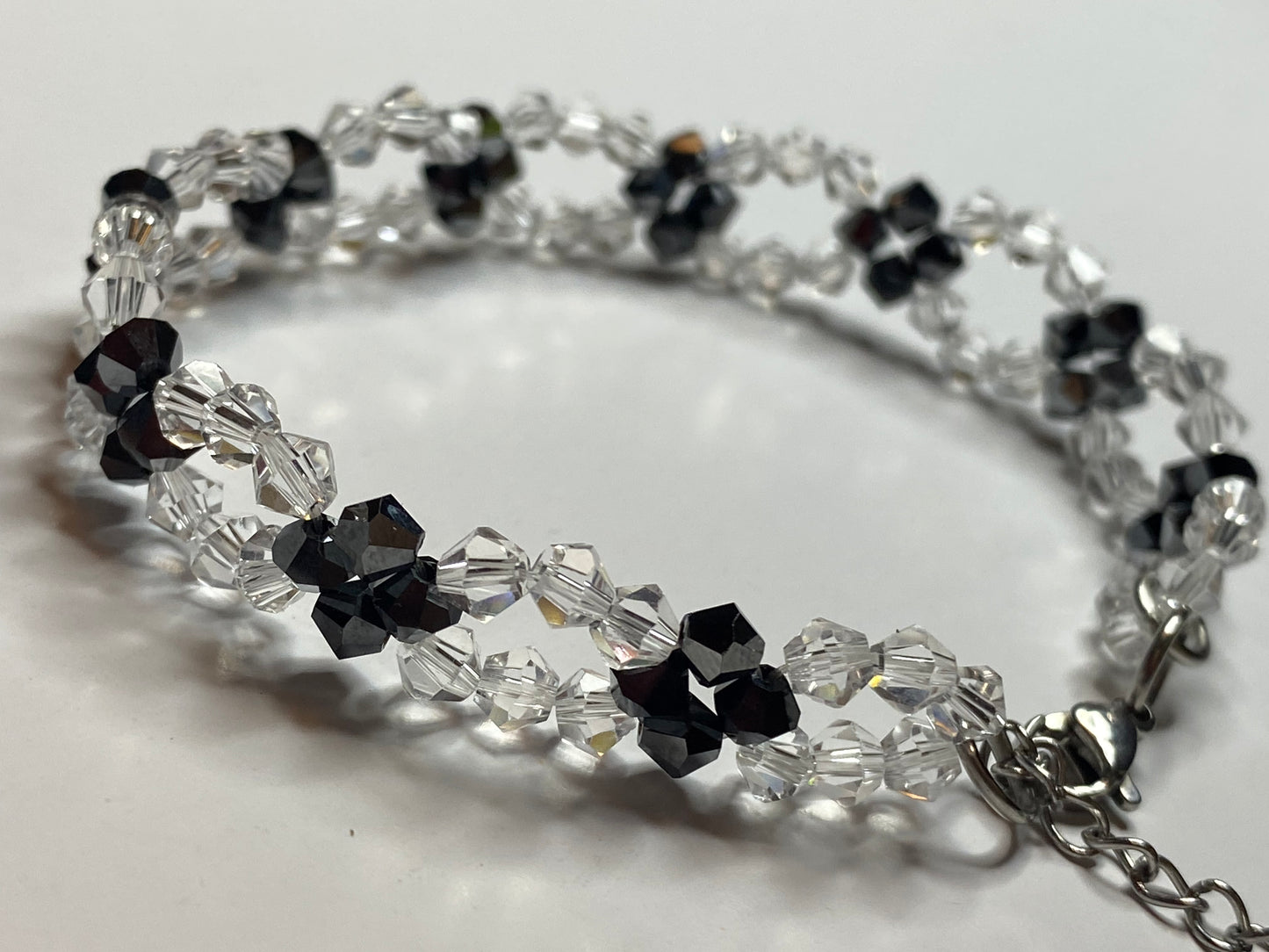 Sparkling Clear Crystal and Black Crystal Bracelet