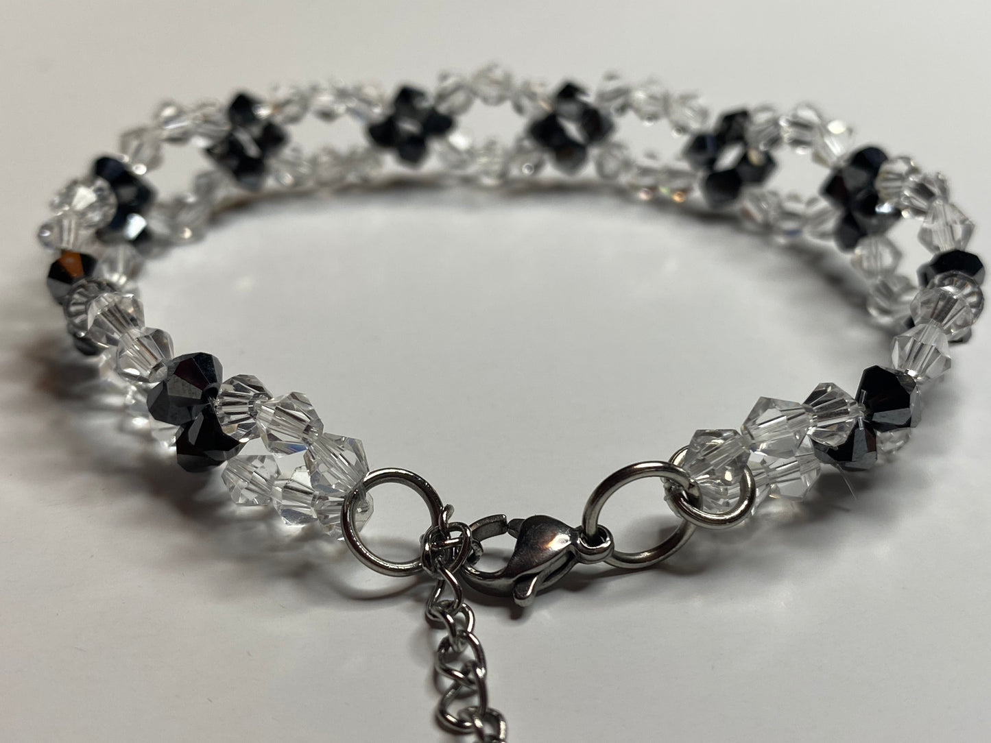 Sparkling Clear Crystal and Black Crystal Bracelet