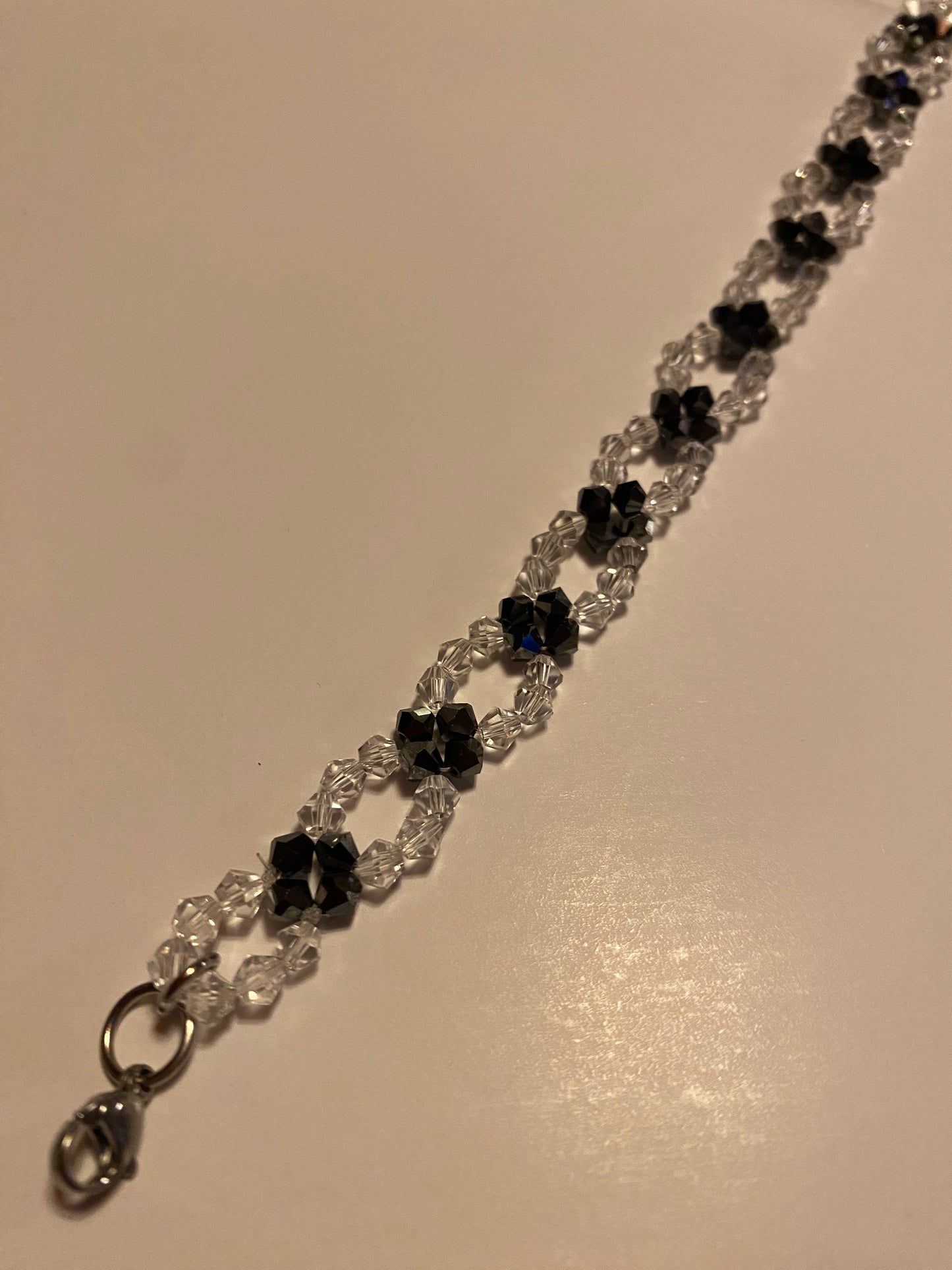 Sparkling Clear Crystal and Black Crystal Bracelet