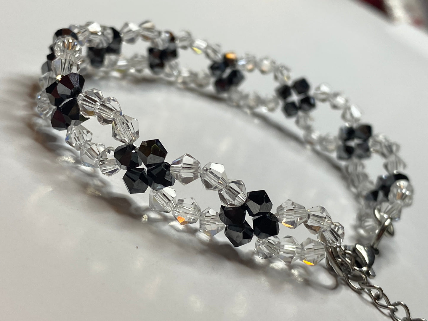 Sparkling Clear Crystal and Black Crystal Bracelet