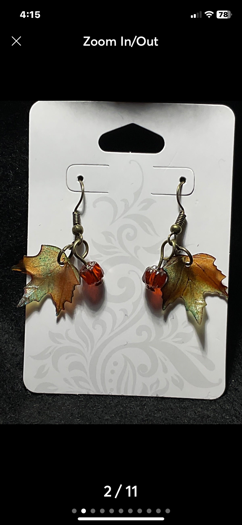Artisan designed stylish Maple Leaf Earrings with Orange Czech Slovachia Cathedral Crystal and hand painted Acrylic Maple leafs each pair is truely unique.