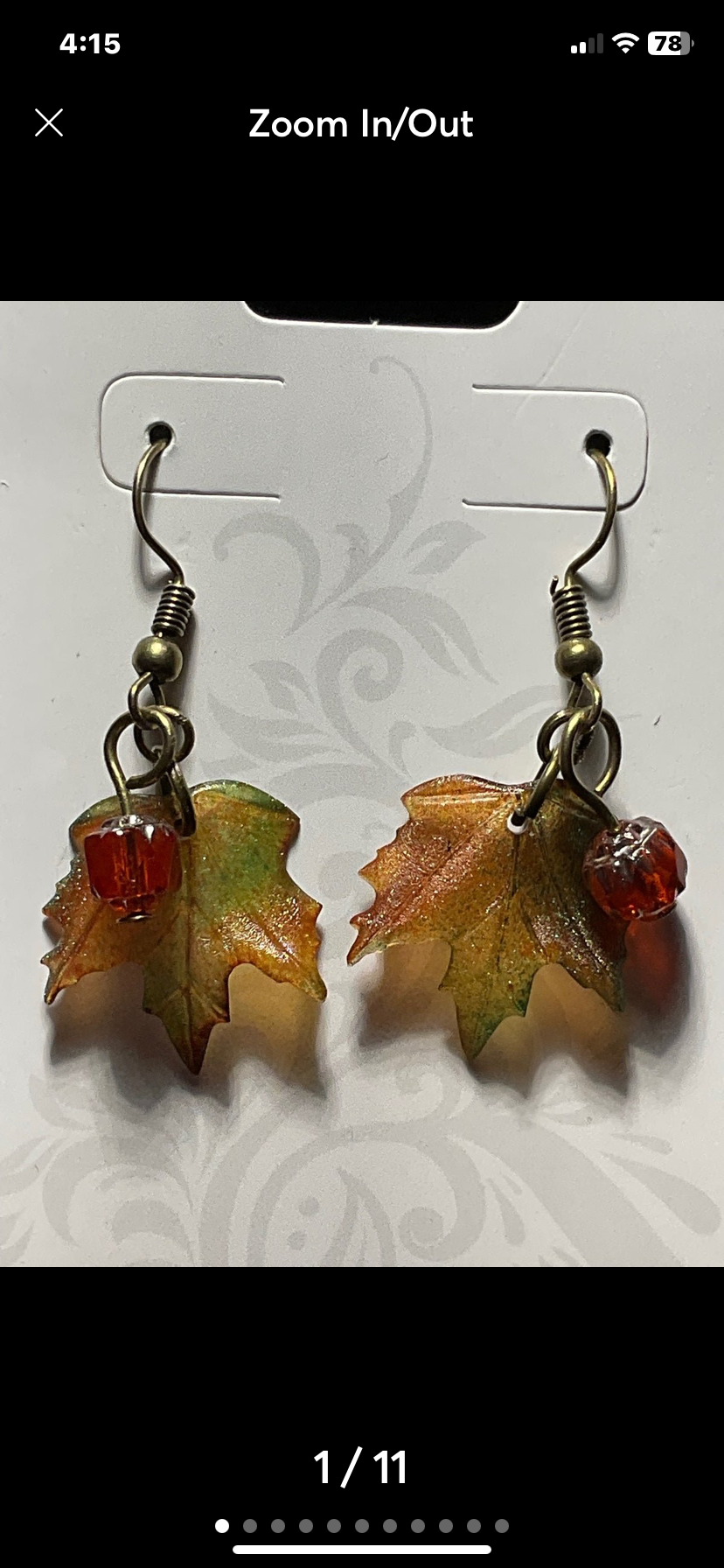 Artisan designed stylish Maple Leaf Earrings with Orange Czech Slovachia Cathedral Crystal and hand painted Acrylic Maple leafs each pair is truely unique.