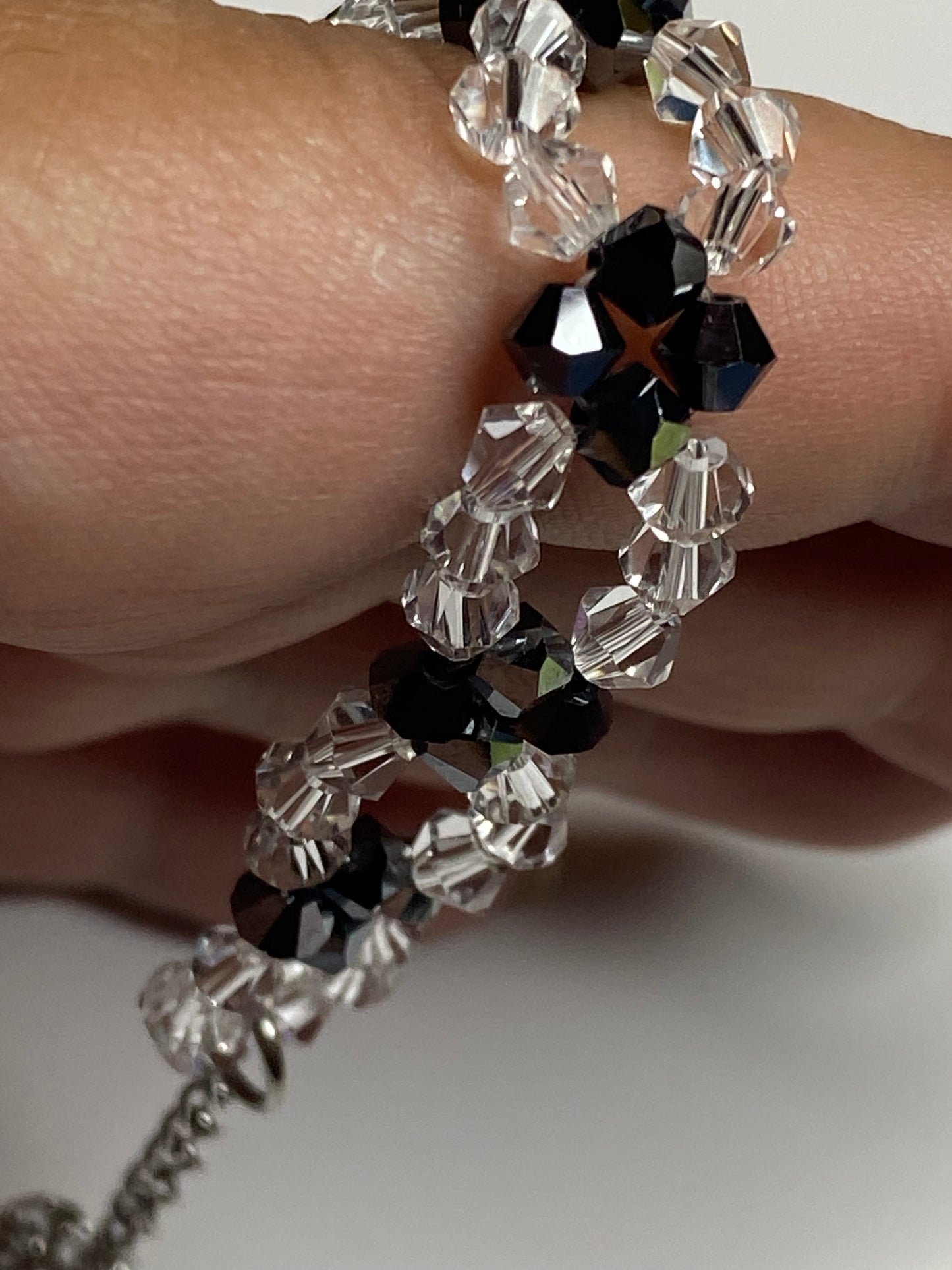 Sparkling Clear Crystal and Black Crystal Bracelet