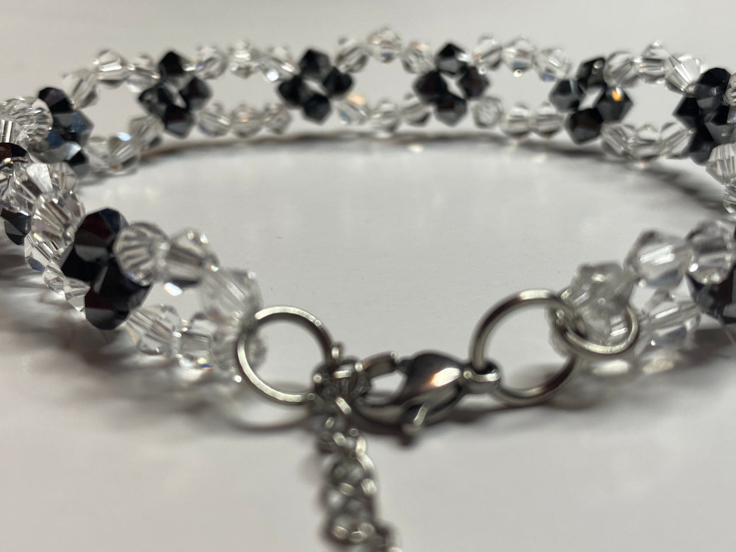 Sparkling Clear Crystal and Black Crystal Bracelet