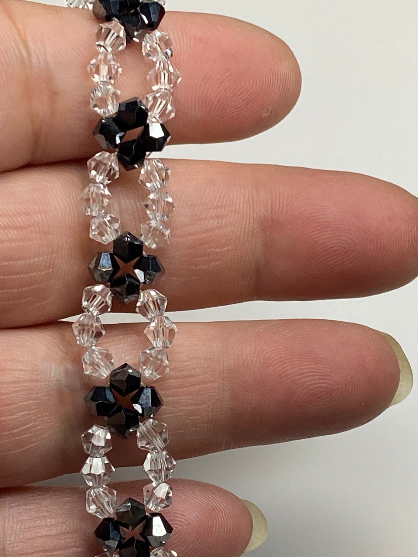 Sparkling Clear Crystal and Black Crystal Bracelet