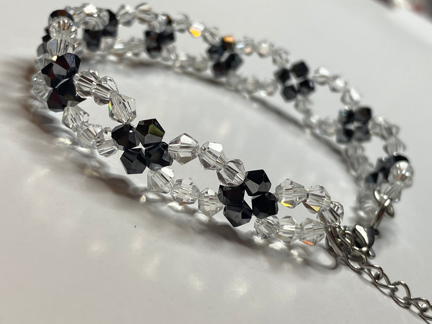 Sparkling Clear Crystal and Black Crystal Bracelet