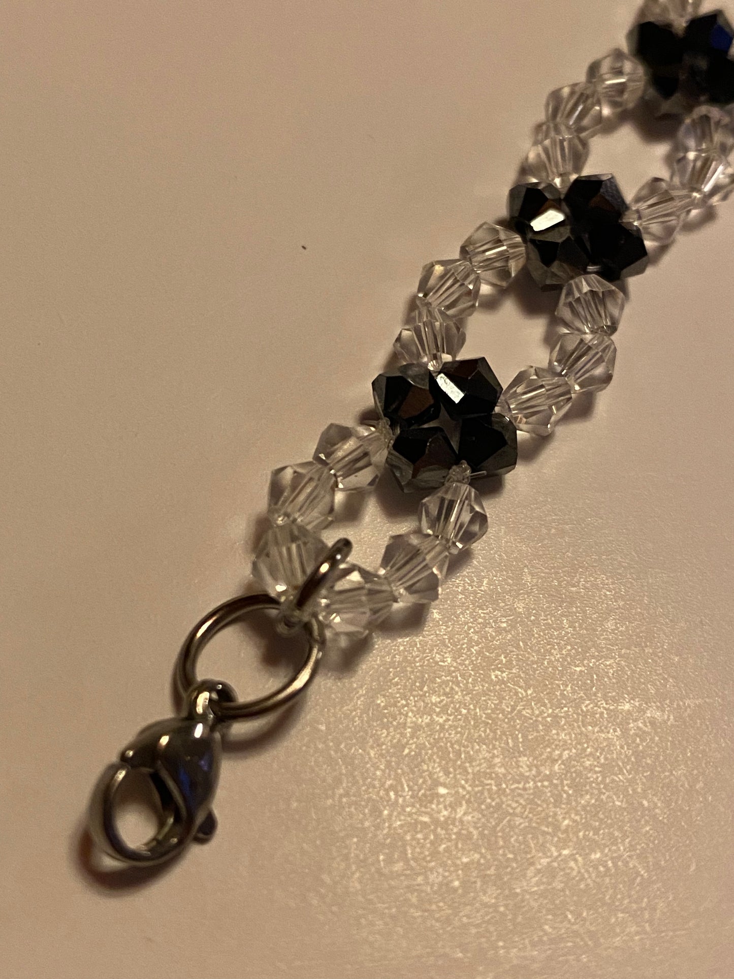 Sparkling Clear Crystal and Black Crystal Bracelet