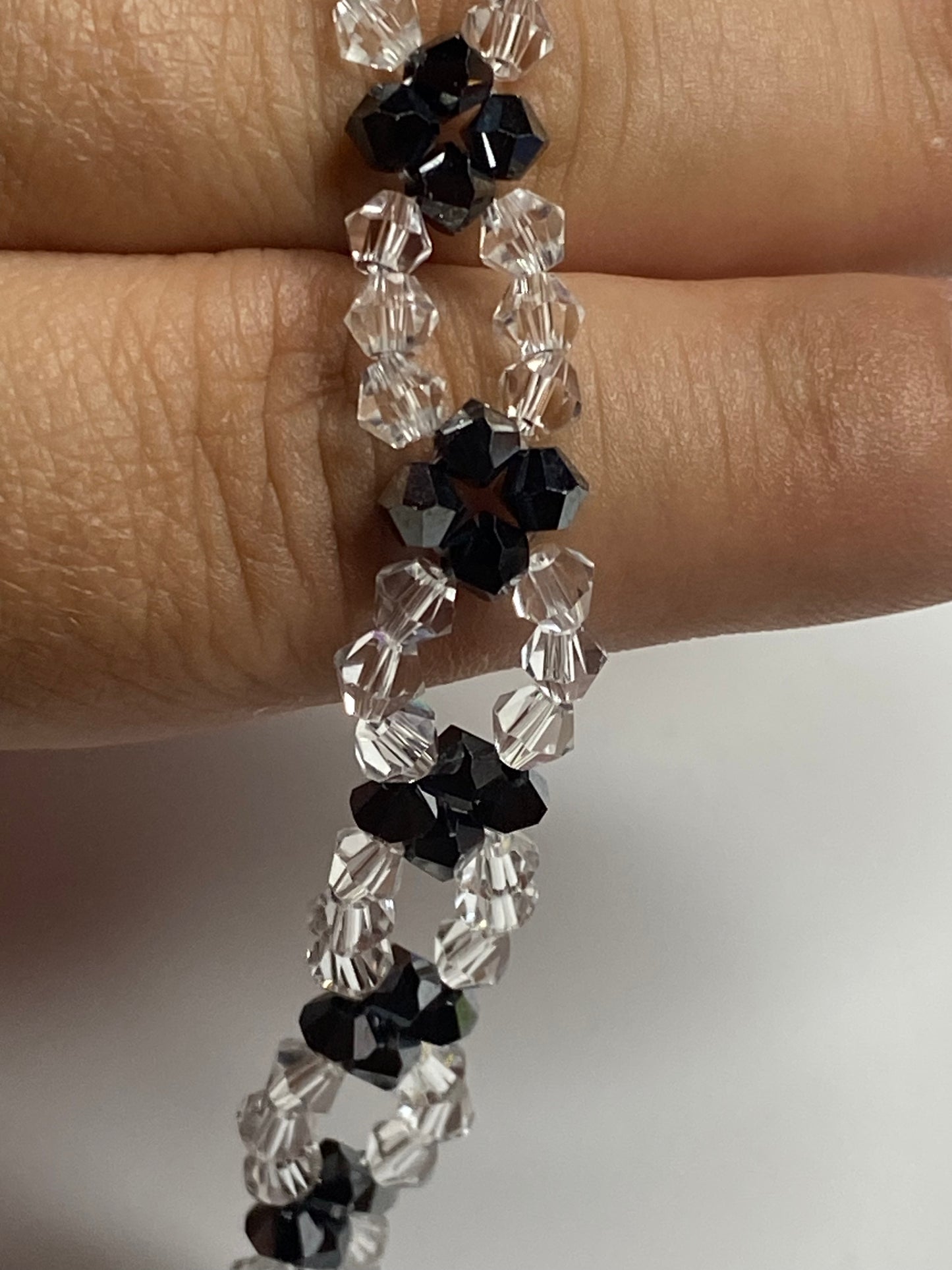Sparkling Clear Crystal and Black Crystal Bracelet