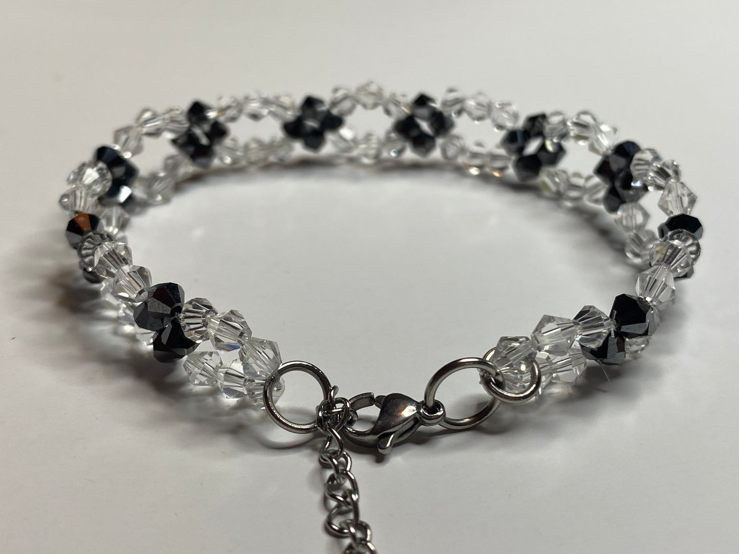 Sparkling Clear Crystal and Black Crystal Bracelet