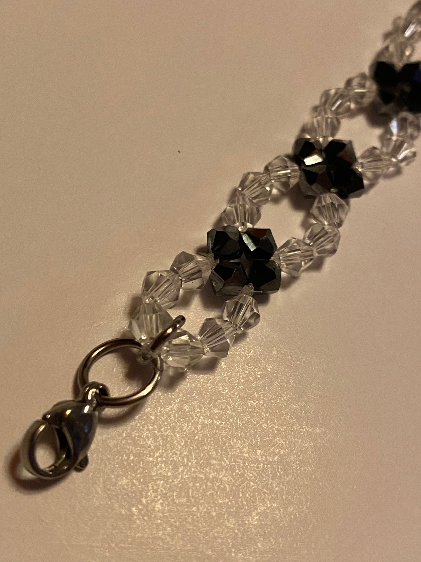 Sparkling Clear Crystal and Black Crystal Bracelet