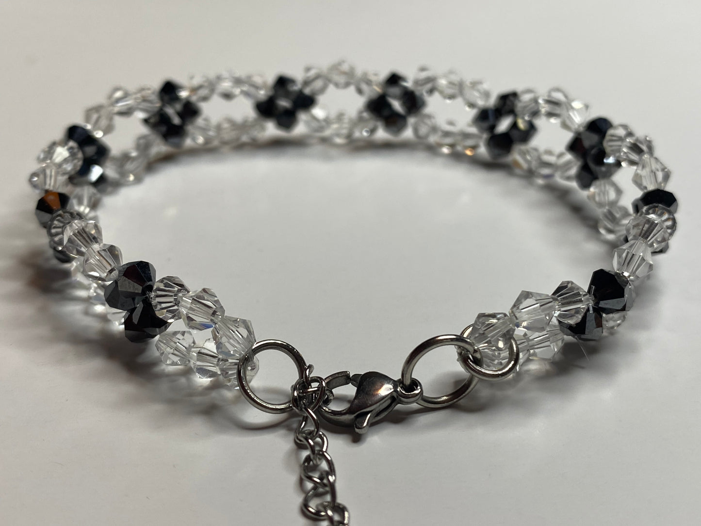 Sparkling Clear Crystal and Black Crystal Bracelet