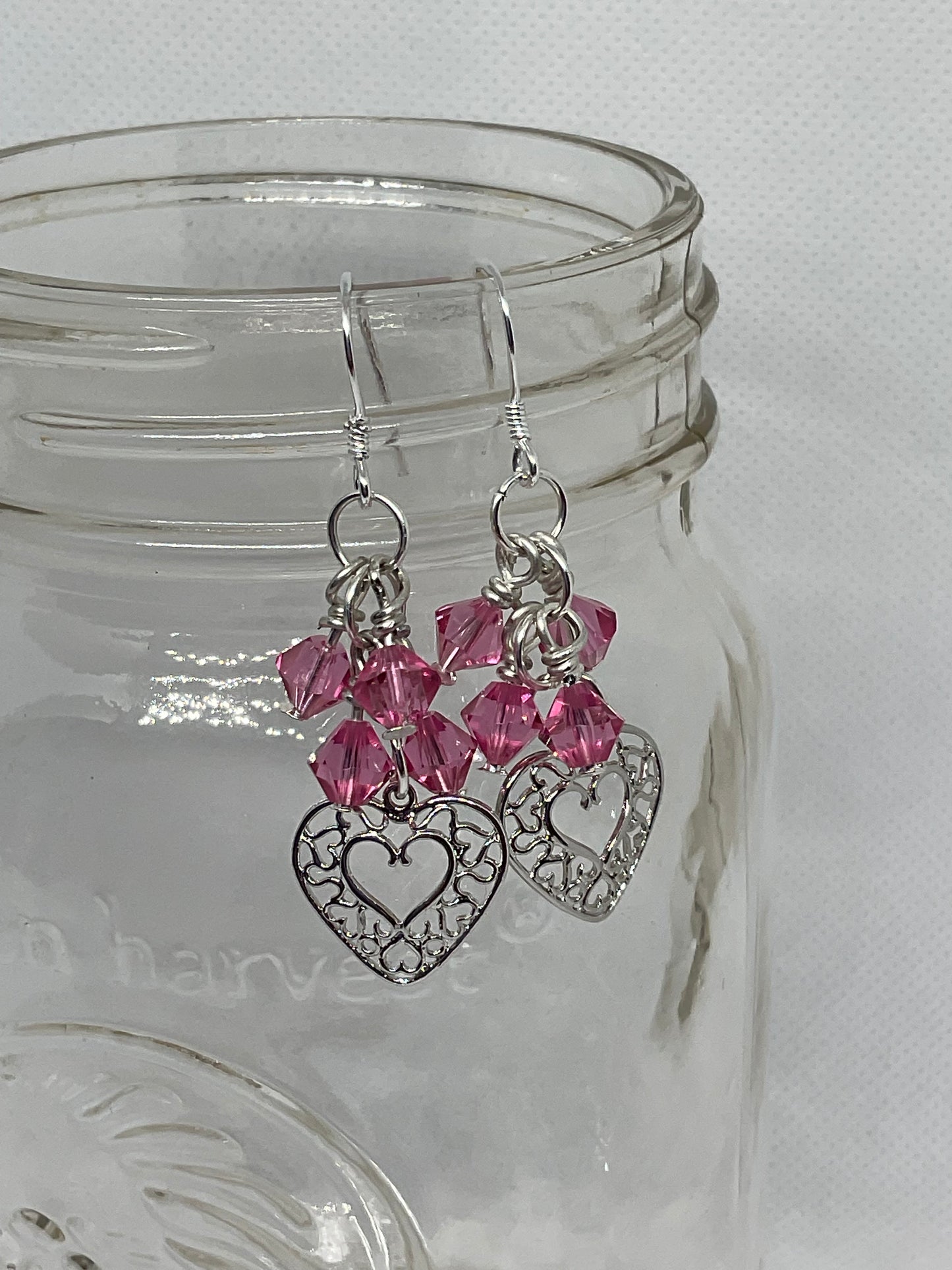 Say I love you with Swarovski Crystal and Platinum Plated Open Heart Sterling Silver Earrings this Valentines Day!