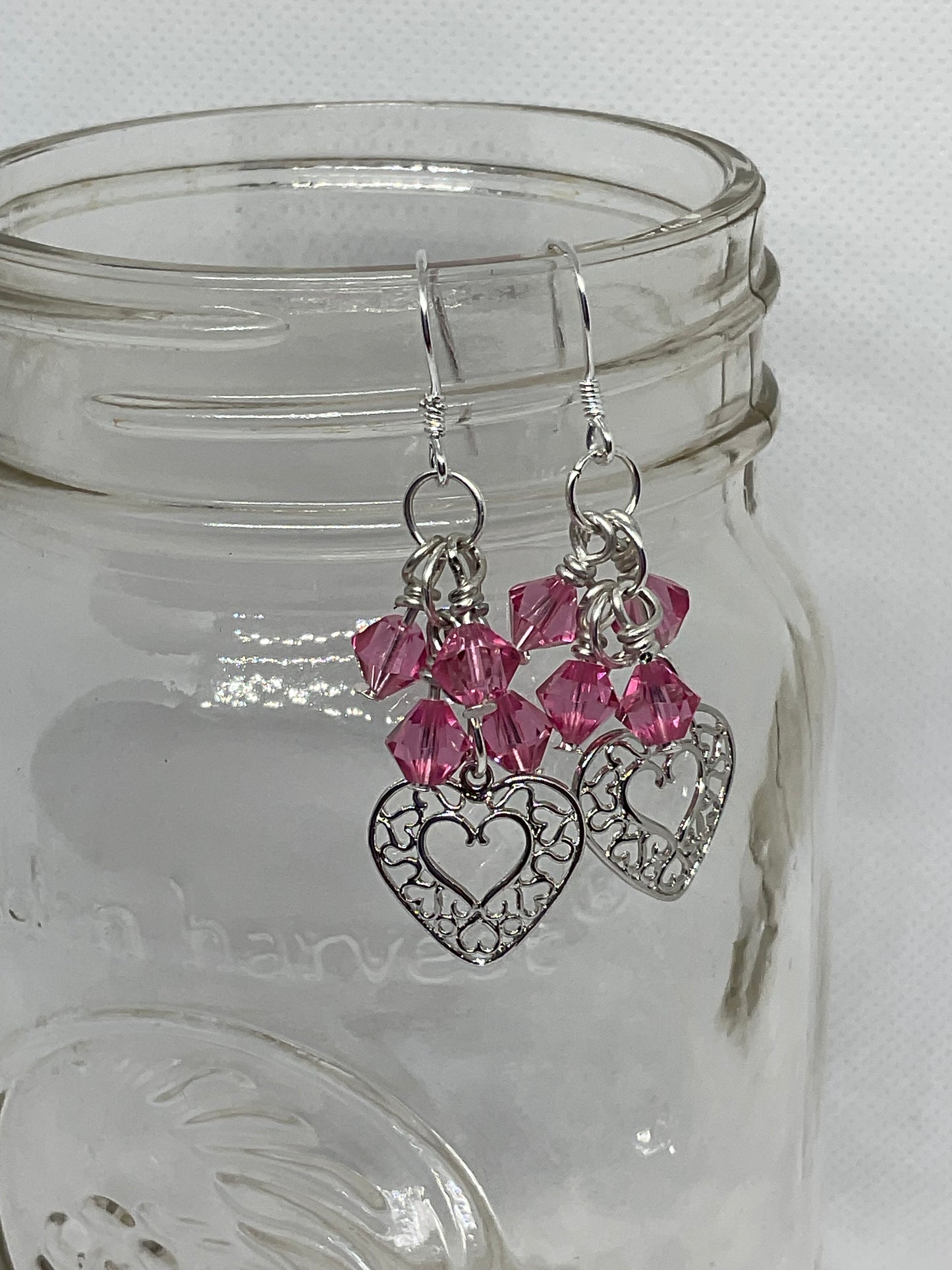 Say I love you with Swarovski Crystal and Platinum Plated Open Heart Sterling Silver Earrings this Valentines Day!