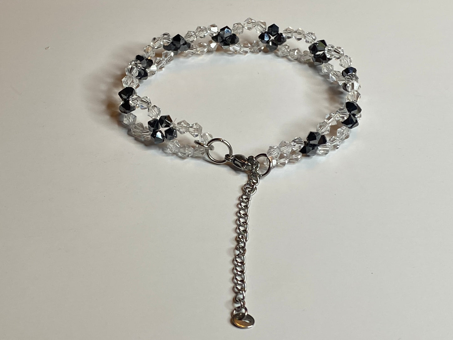 Sparkling Clear Crystal and Black Crystal Bracelet