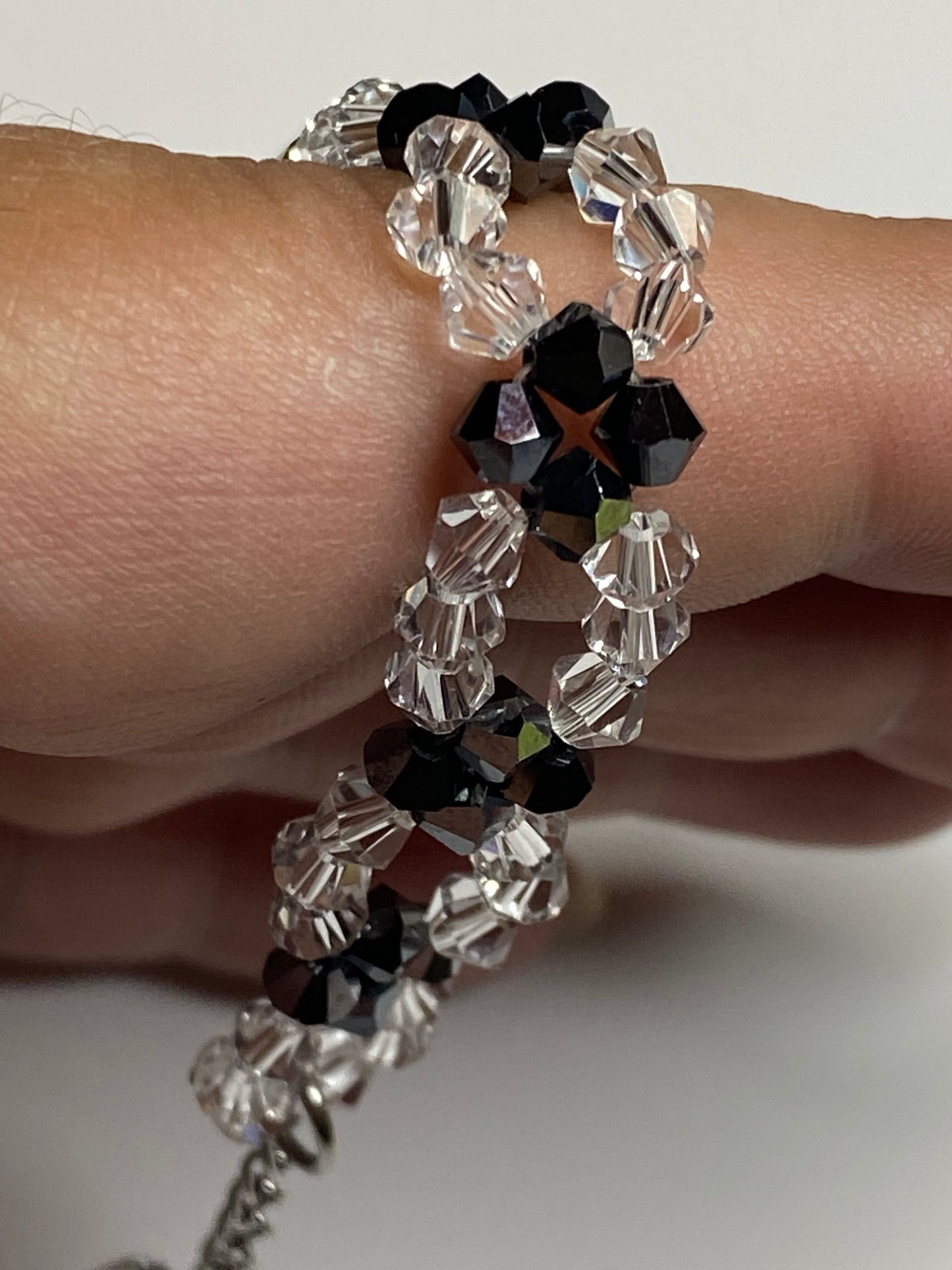 Sparkling Clear Crystal and Black Crystal Bracelet