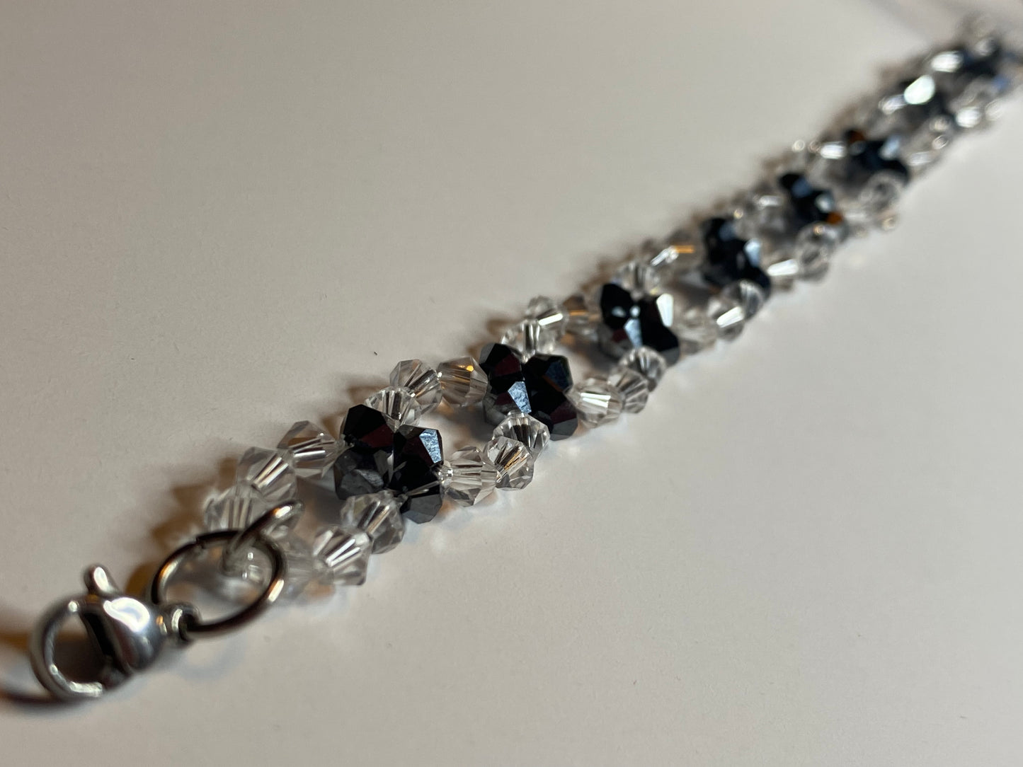 Sparkling Clear Crystal and Black Crystal Bracelet
