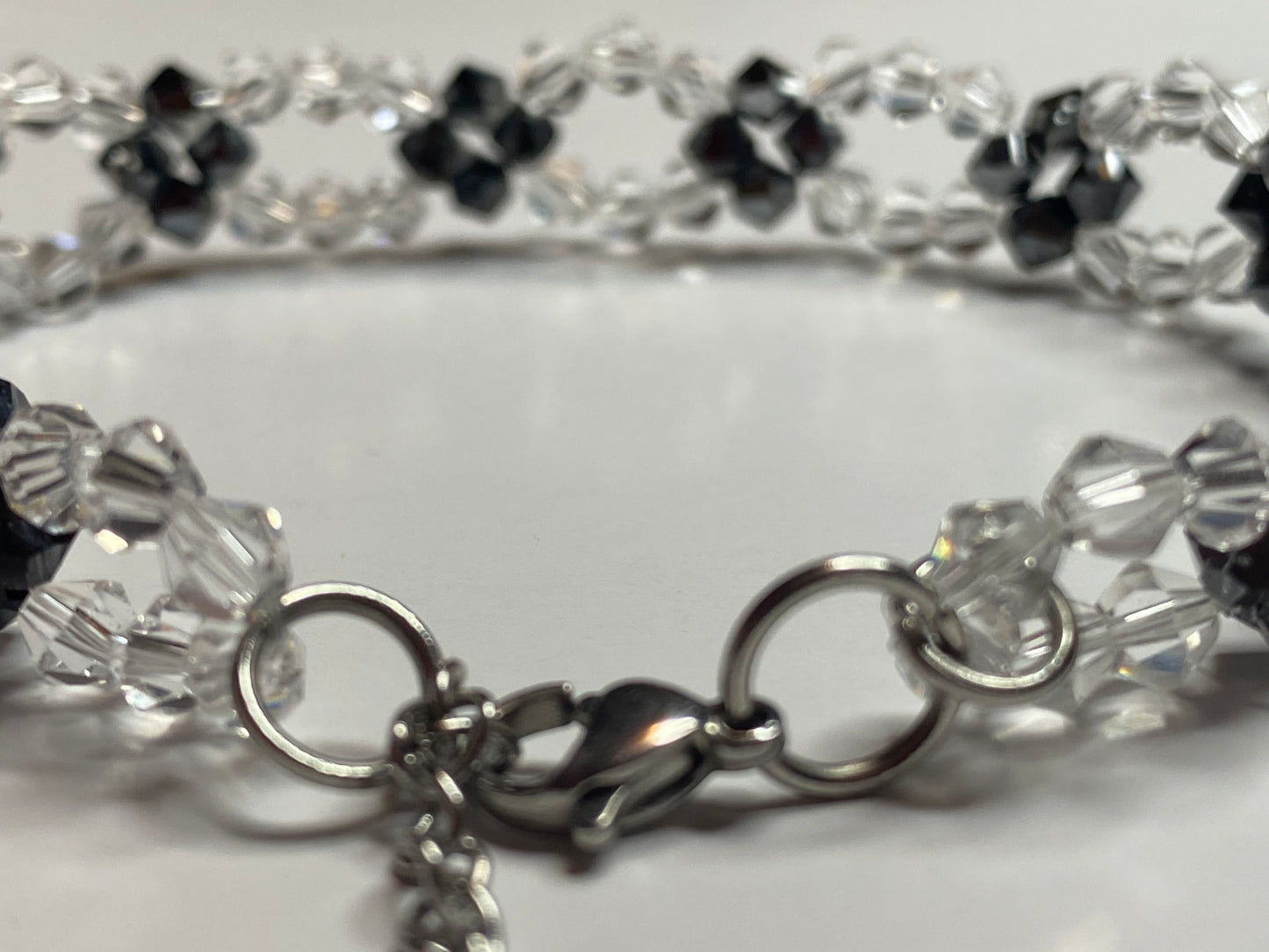 Sparkling Clear Crystal and Black Crystal Bracelet
