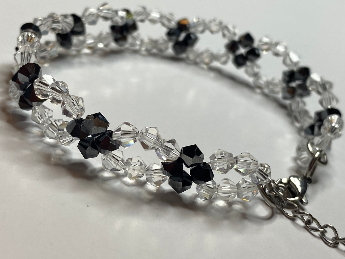 Sparkling Clear Crystal and Black Crystal Bracelet