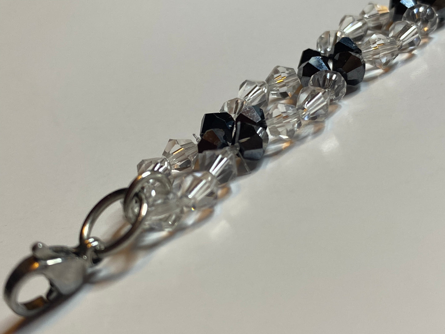 Sparkling Clear Crystal and Black Crystal Bracelet