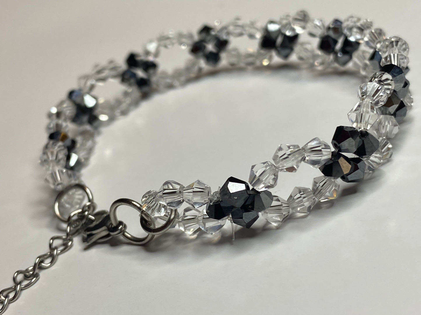 Sparkling Clear Crystal and Black Crystal Bracelet