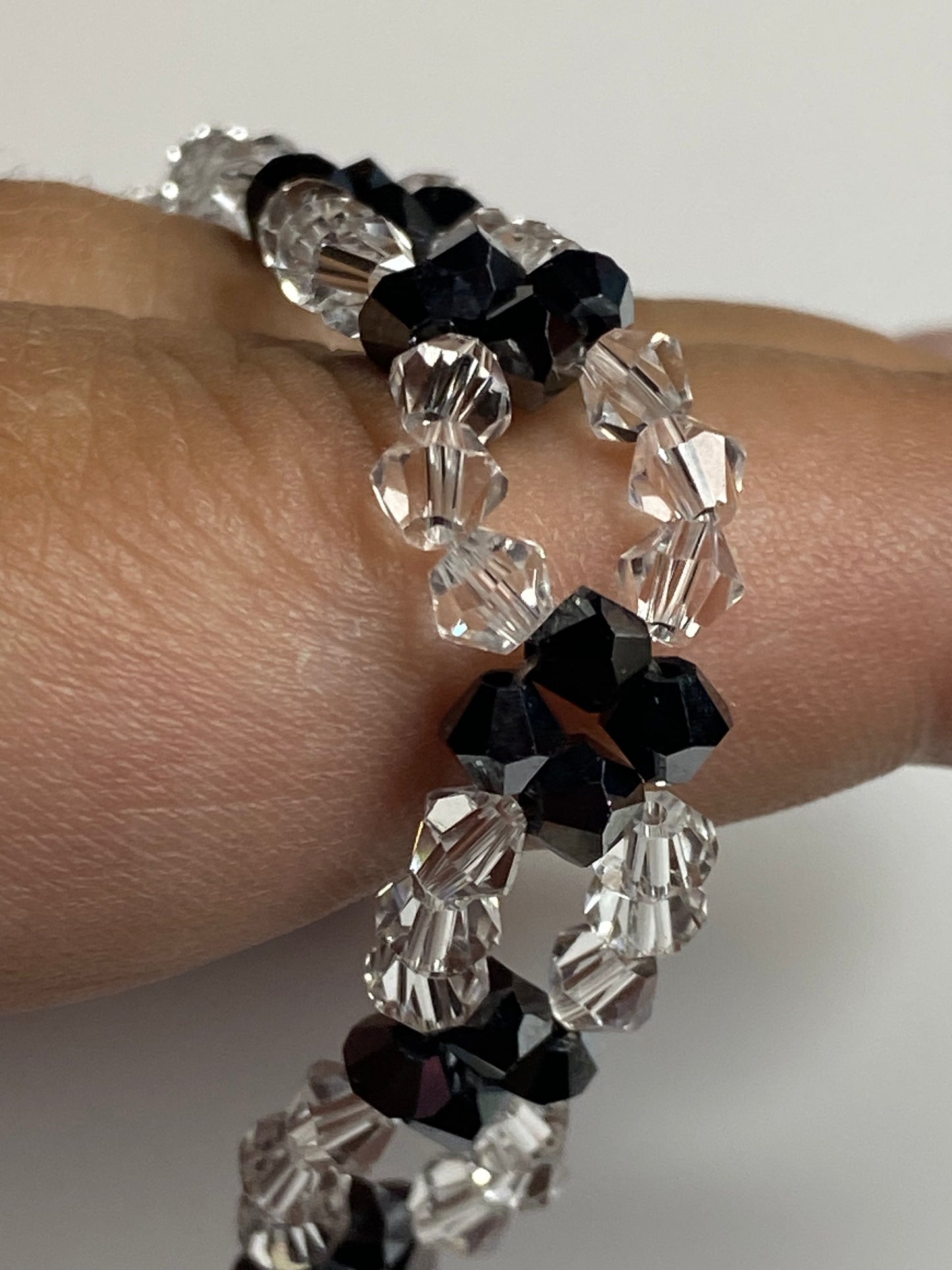 Sparkling Clear Crystal and Black Crystal Bracelet