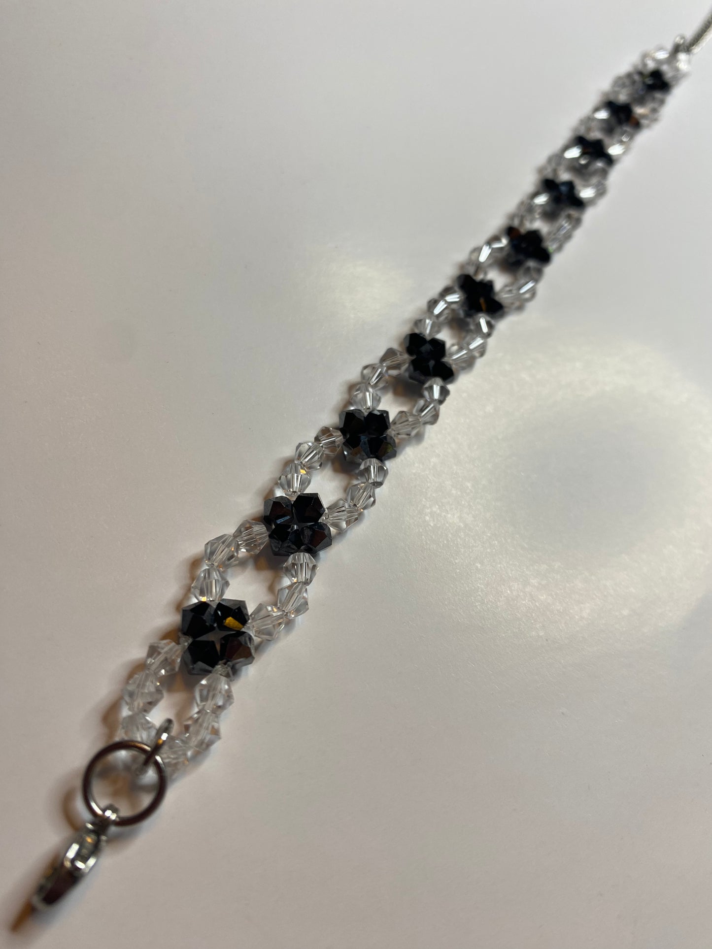 Sparkling Clear Crystal and Black Crystal Bracelet