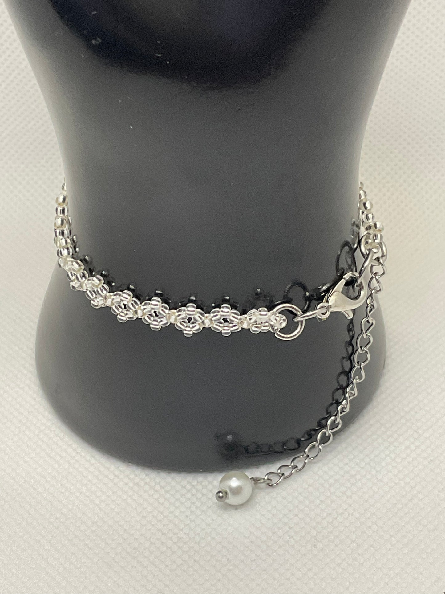 Red crystal and pearl Blossom Bracelet