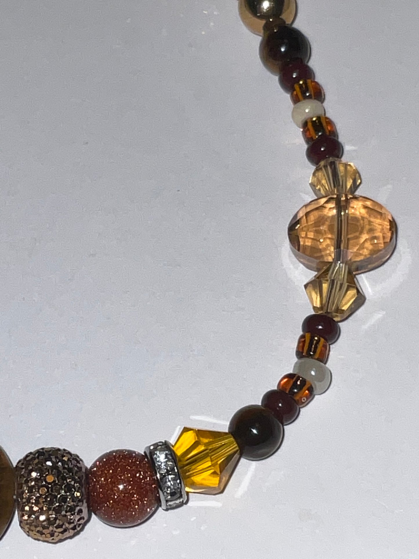 Artisan crafted Positive Energy necklace featuring Tigers eye gemstones, & Sparkling Crystals