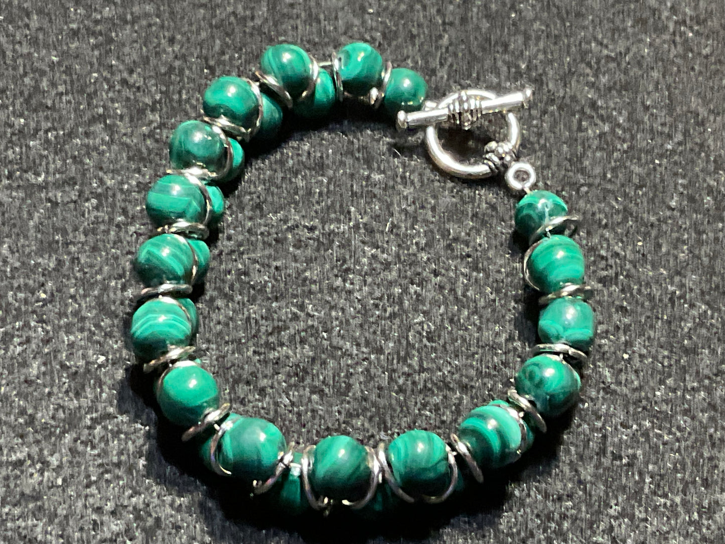 Gorgeous Green Malachite Gemstone Goddess Bracelet.