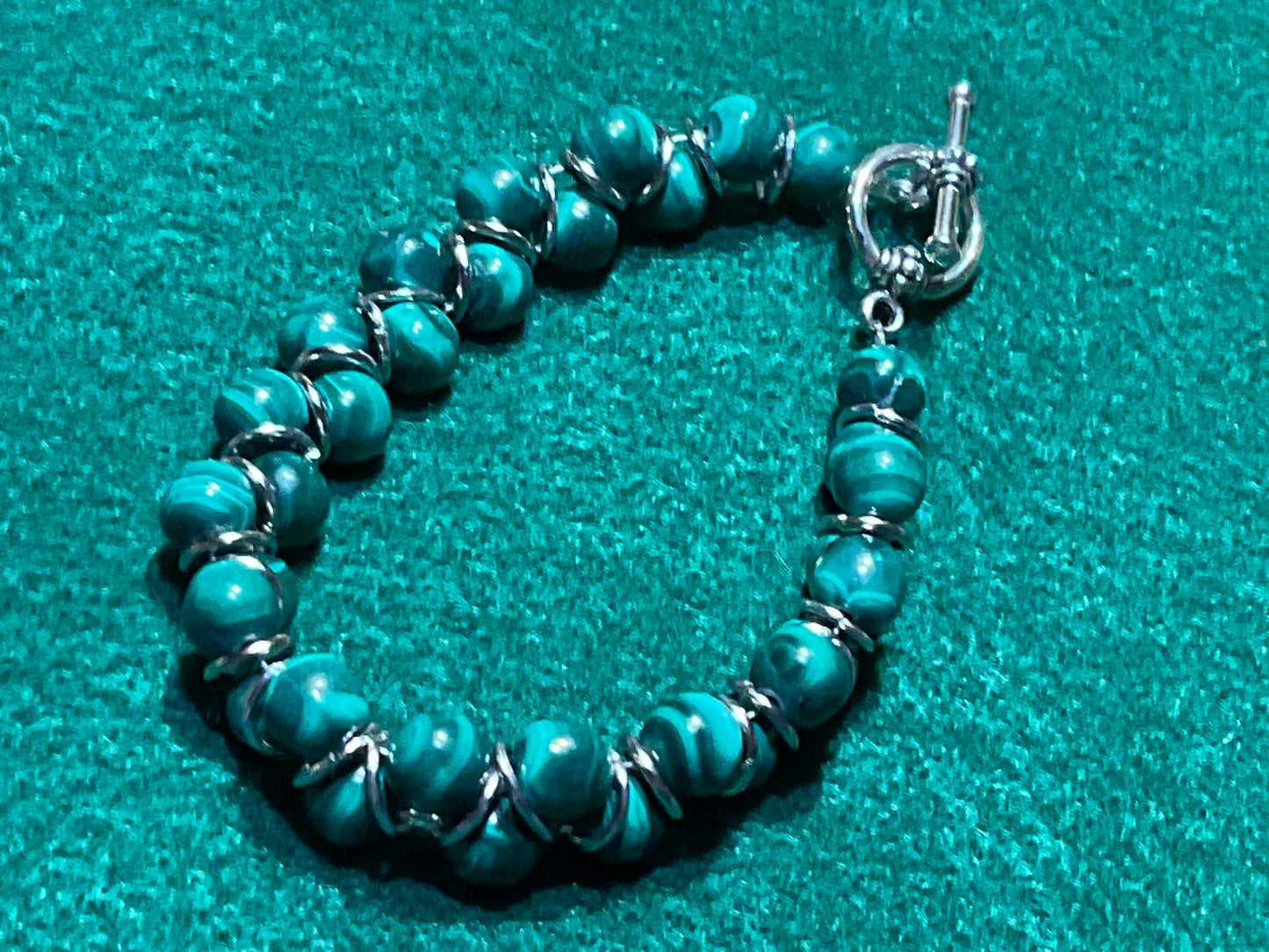 Gorgeous Green Malachite Gemstone Goddess Bracelet.