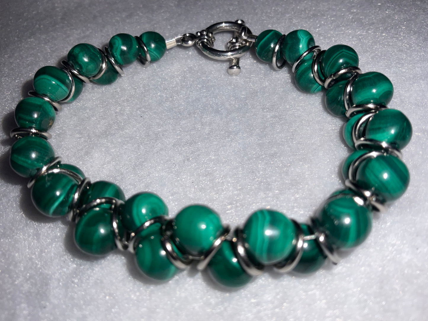 Gorgeous Green Malachite Gemstone Goddess Bracelet.
