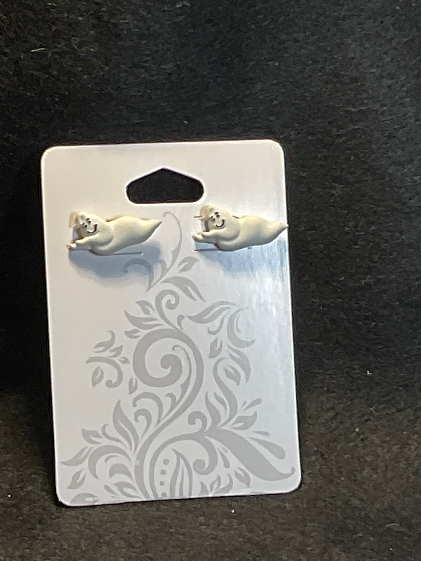 Halloween Ghost Earring’s with Hypoallergenic 18kt gold Post French Hook Earring posts.