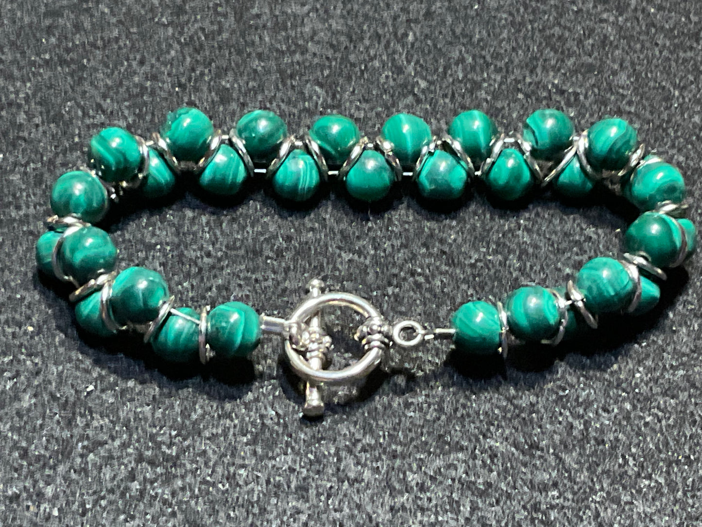 Gorgeous Green Malachite Gemstone Goddess Bracelet.
