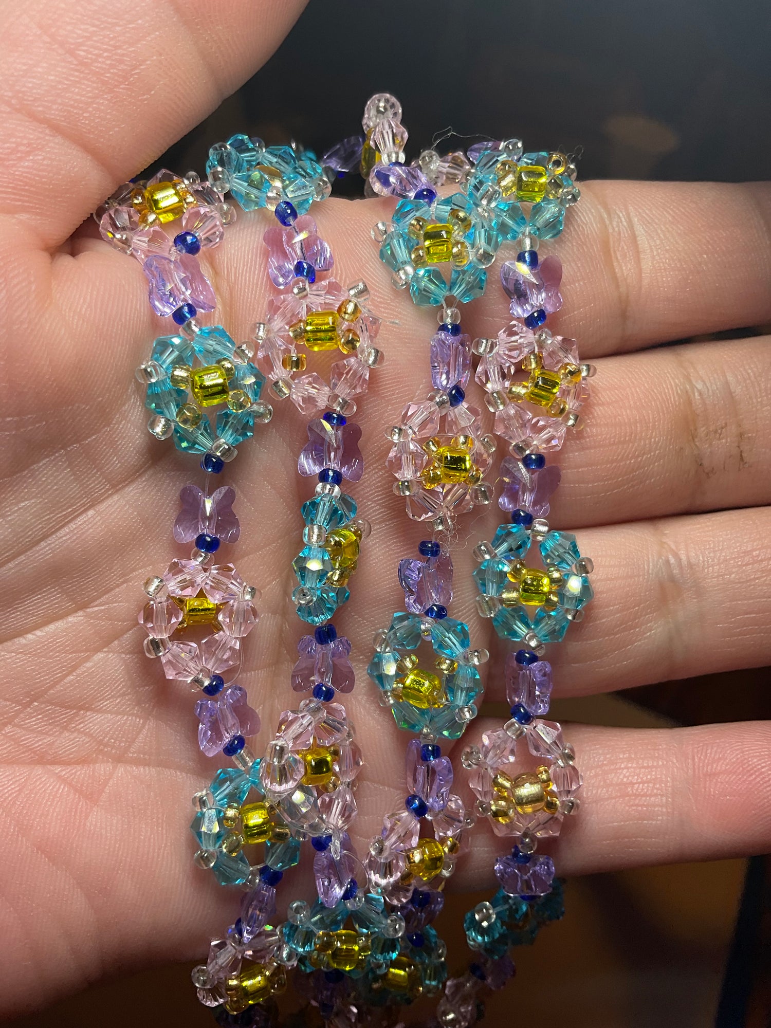 Crystal, Semiprecious Gemstone, and Seed bead Eyeglass straps.